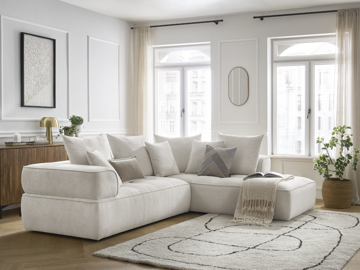 Bobochic Whesley Ecksofa Stoff Beige Ecke rechts