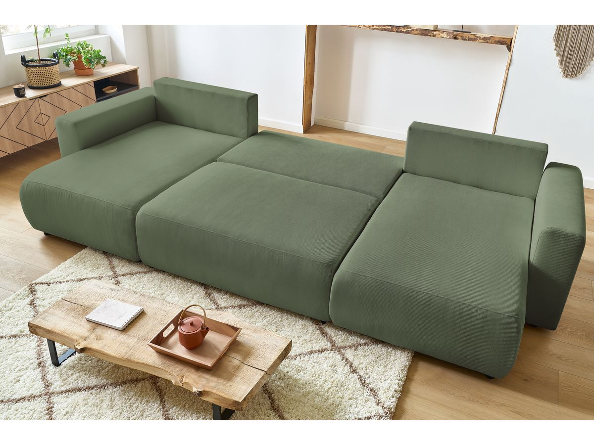 Bobochic Envy Wohnlandschaft mit Pouf Cordsamt Grün