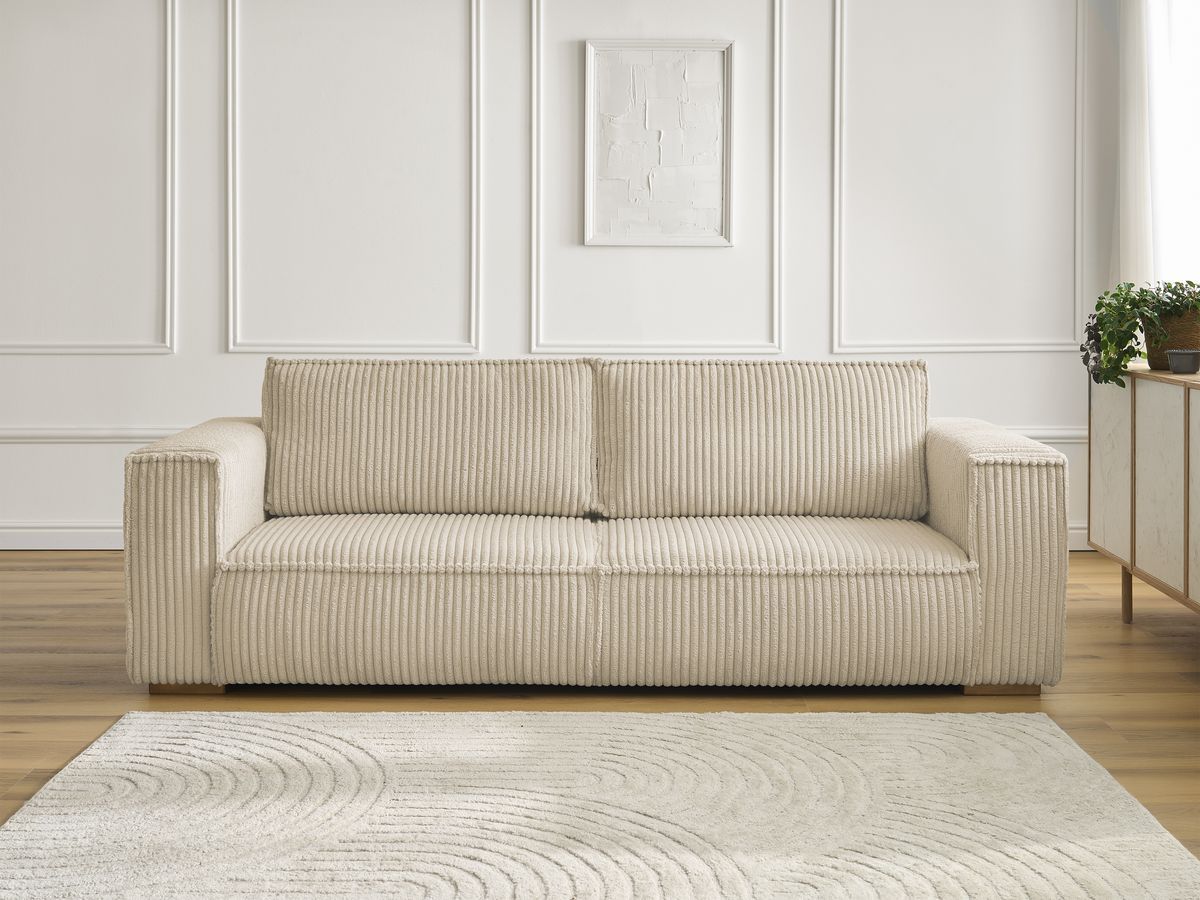 Bobochic Chelsea Sofa 3-Sitzer Breitcord weich Taupe