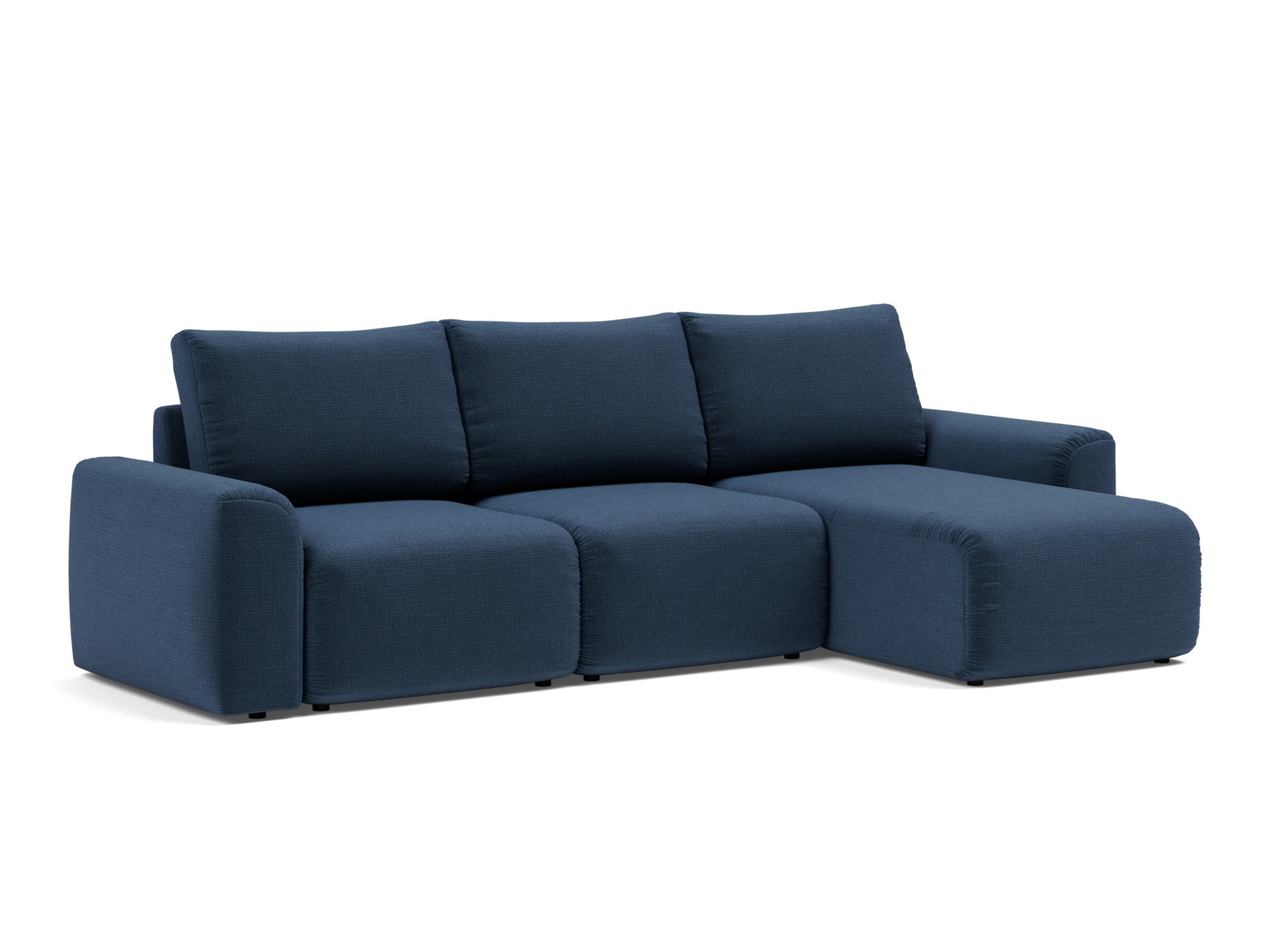 Schlafsofa Norum mit Chaiselongue und Chunky-Armlehnen Chenille Esina 414-Indigo-Blue