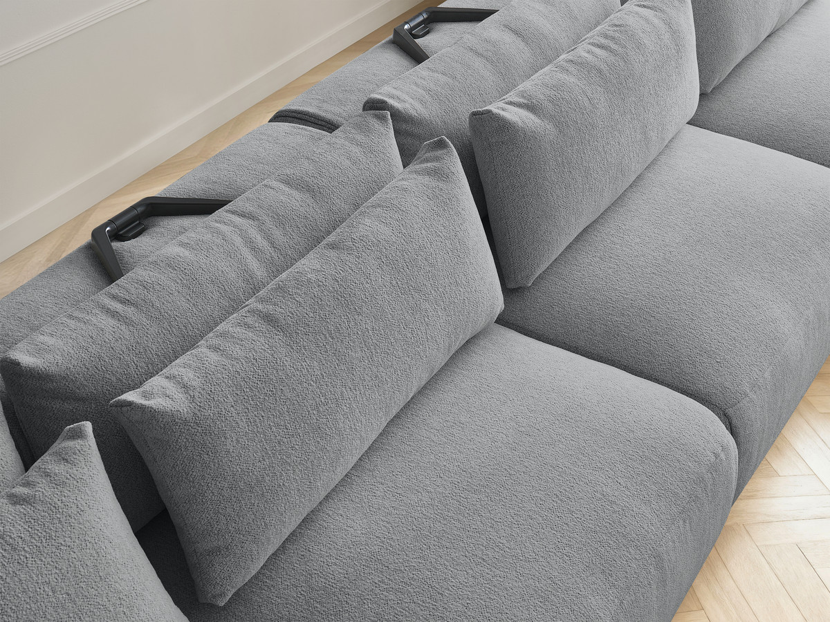 Bobochic Jana Wohnlandschaft mit großem Pouf Melange-Stoff Dunkelgrau