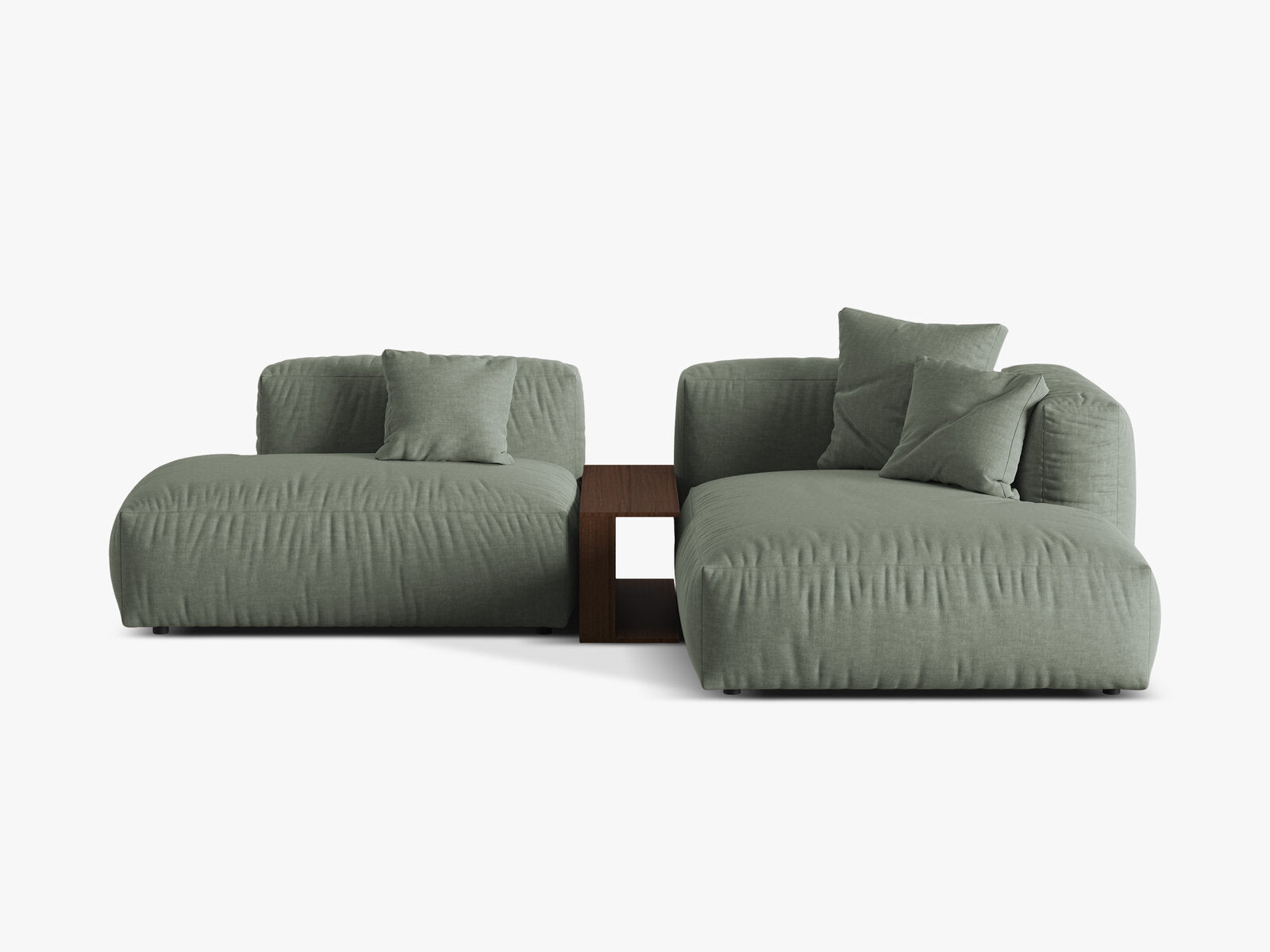 Micadoni Ecksofa Martina 2-Sitzer mit Couchtisch Rechts Strukturierter Stoff Moßgrün