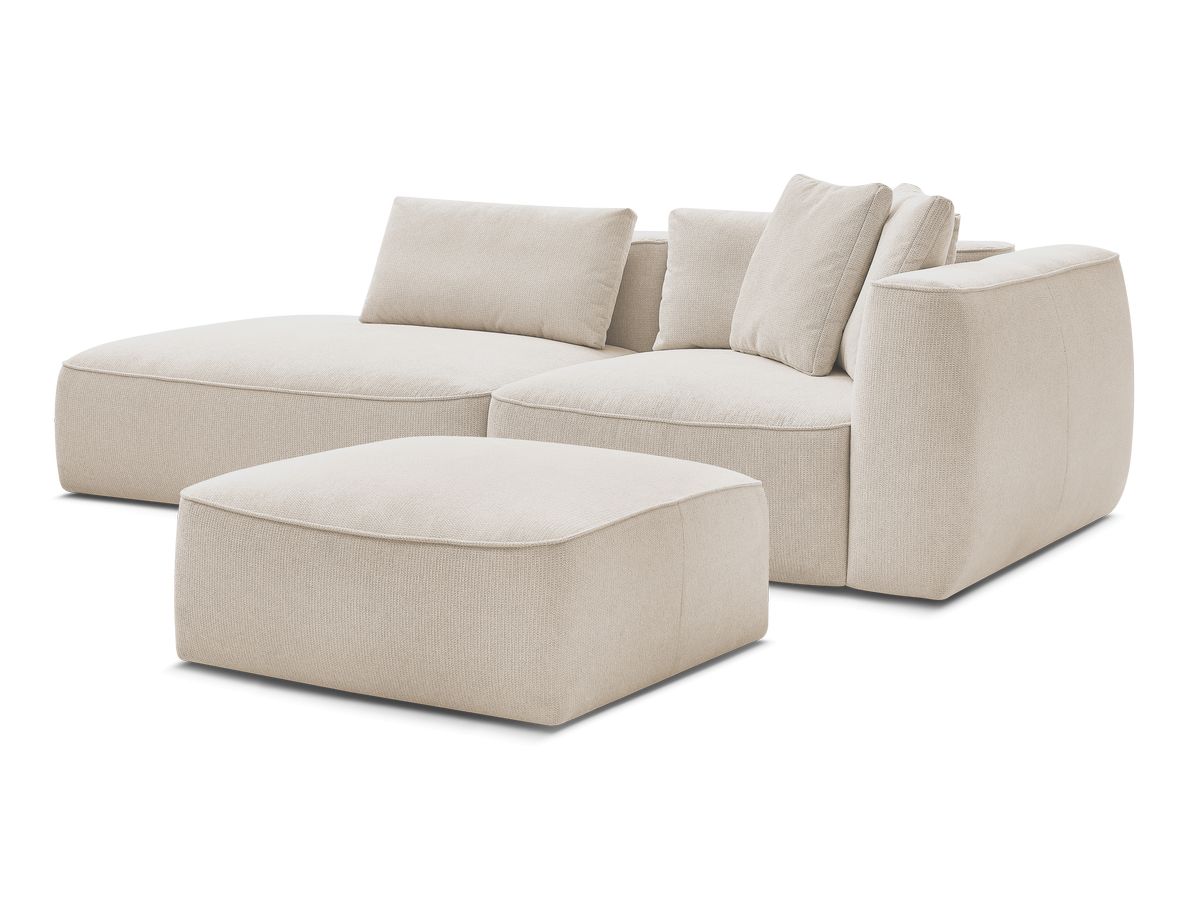 Bobochic Leopold Sofa 4-Sitzer mit Pouf Melange-Stoff Beige Armlehne rechts