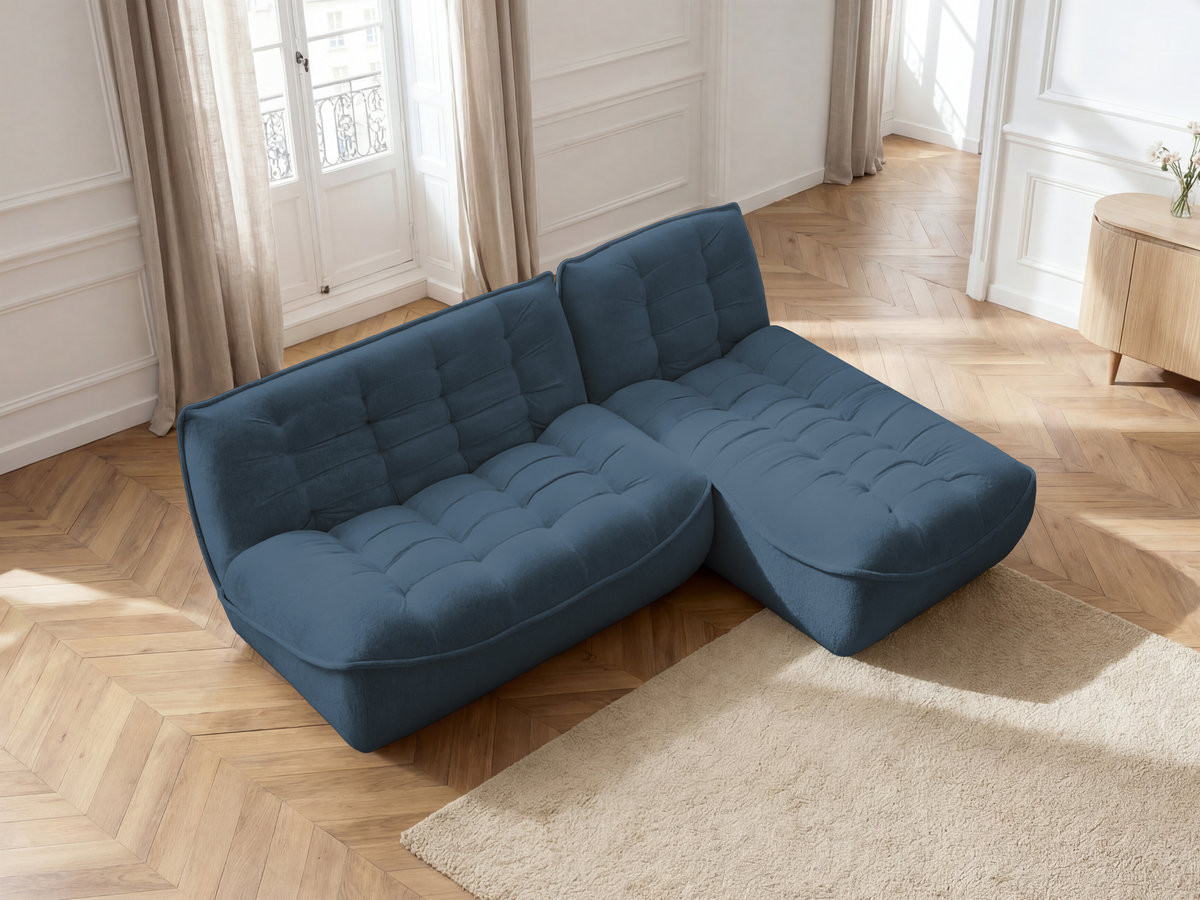 Bobochic Serena Ecksofa Melange-Stoff Blau