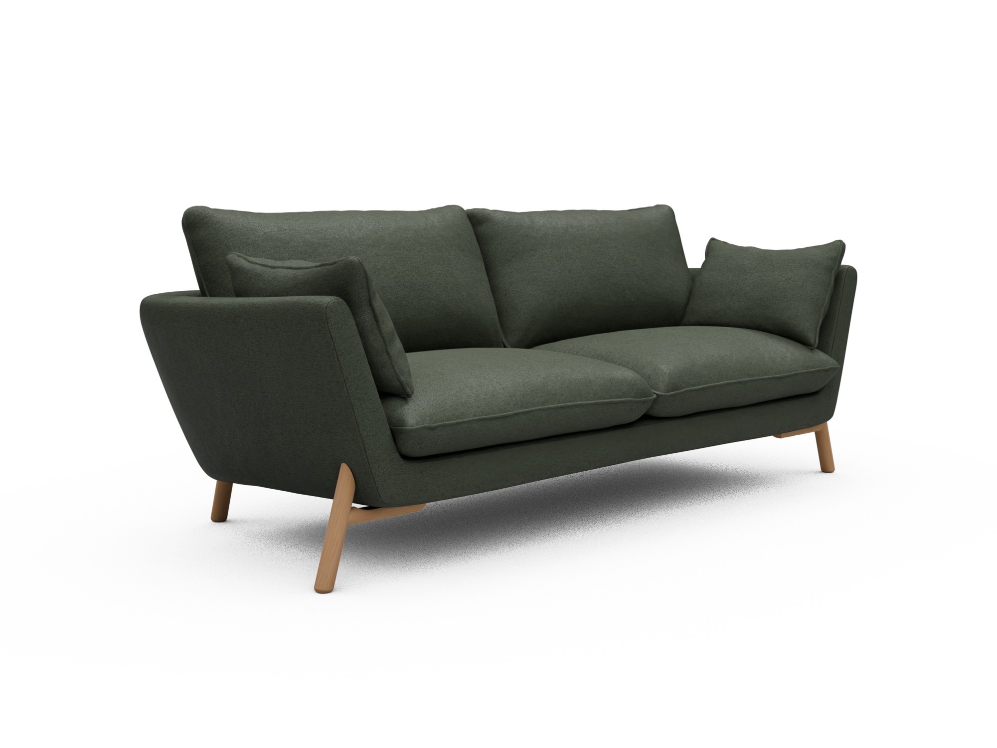 Skandi Home Sofa Emil 3-Sitzer Beinfarbe Eiche Natur Denari-Forest-Green moebelfaktor