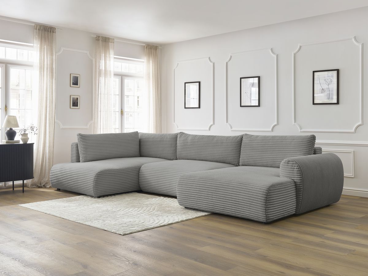 Bobochic Lucien Wohnlandschaft Breitcord weich Dunkelgrau Ecke rechts