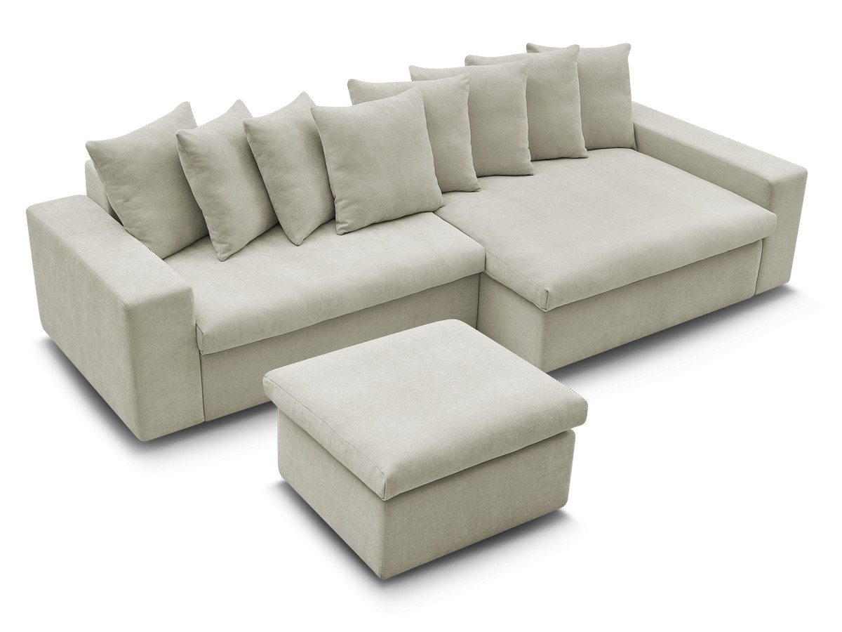 Bobochic Enore Ecksofa mit Pouf Stoff Beige Ecke rechts