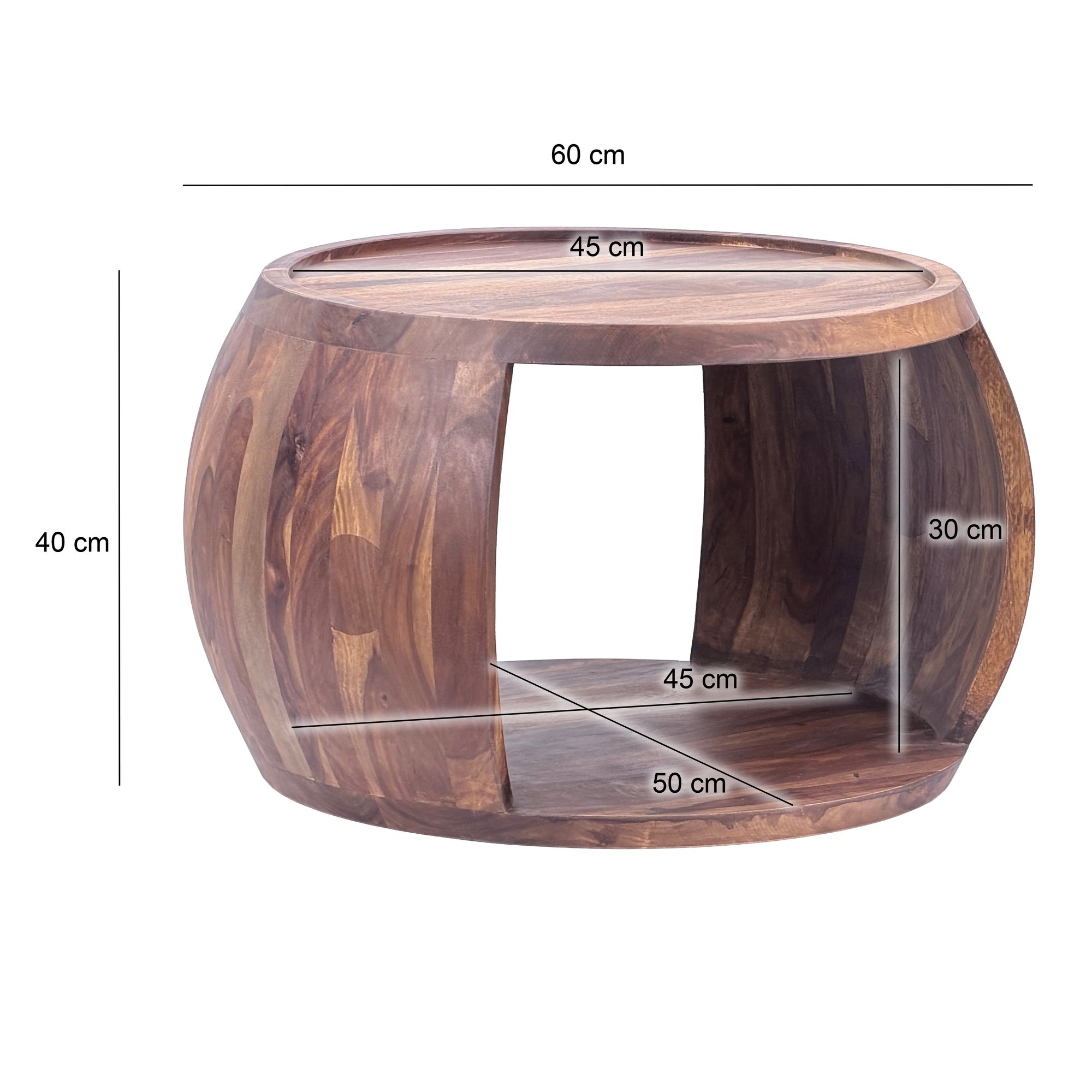 Couchtisch Utne Massivholz Sheesham Ø 60 × H 40 cm