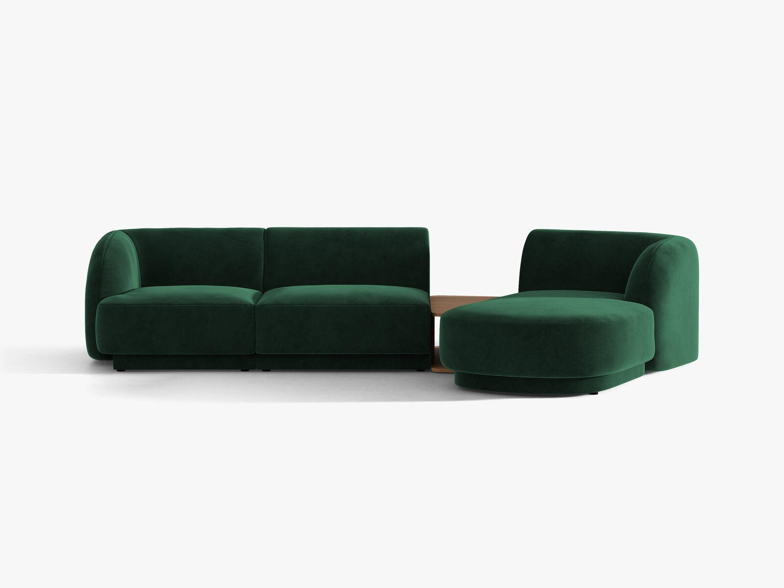 Micadoni Modulares Sofa Miley mit Recamiere 3-Sitzer Rechts Samt Bluvel Flaschengrün
