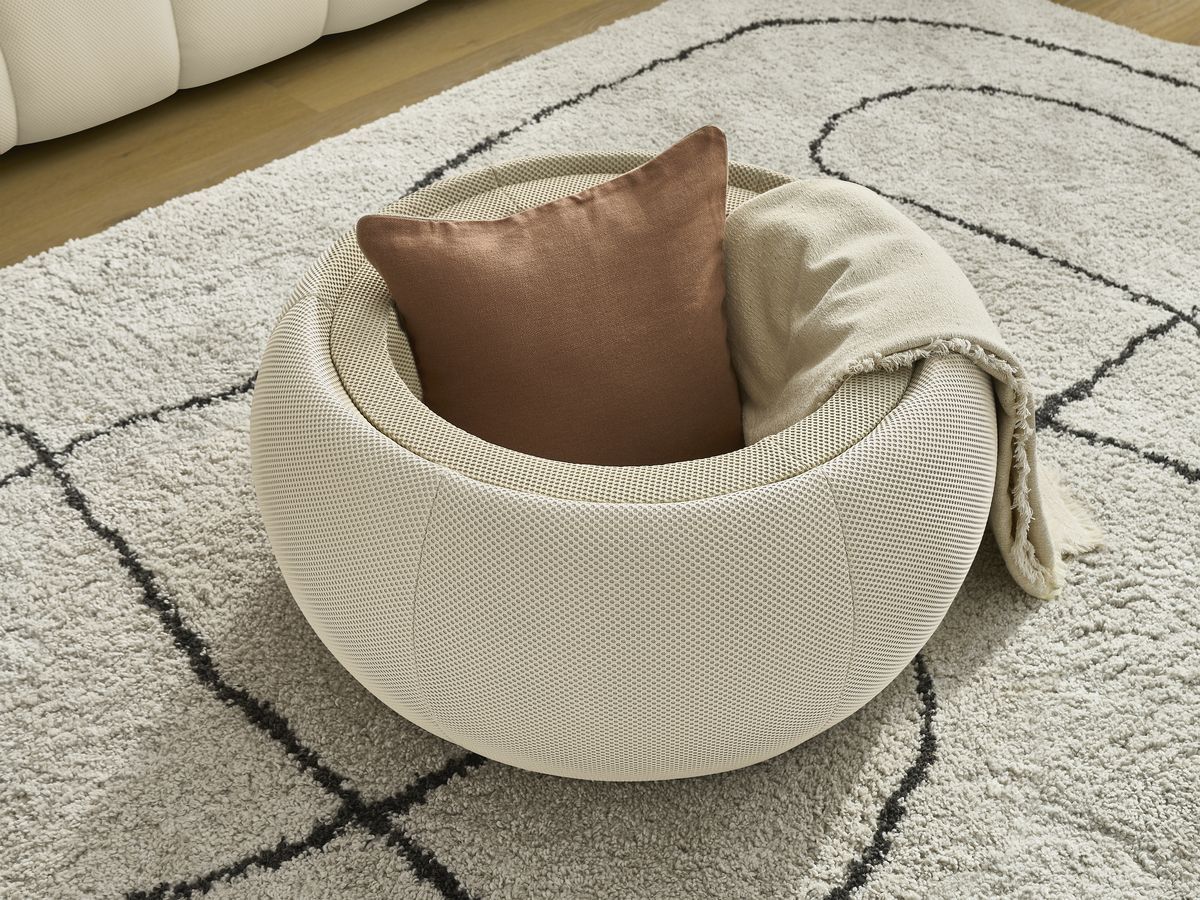 Bobochic Hayden Sofa 2-Sitzer mit Pouf Mesh-Stoff Beige