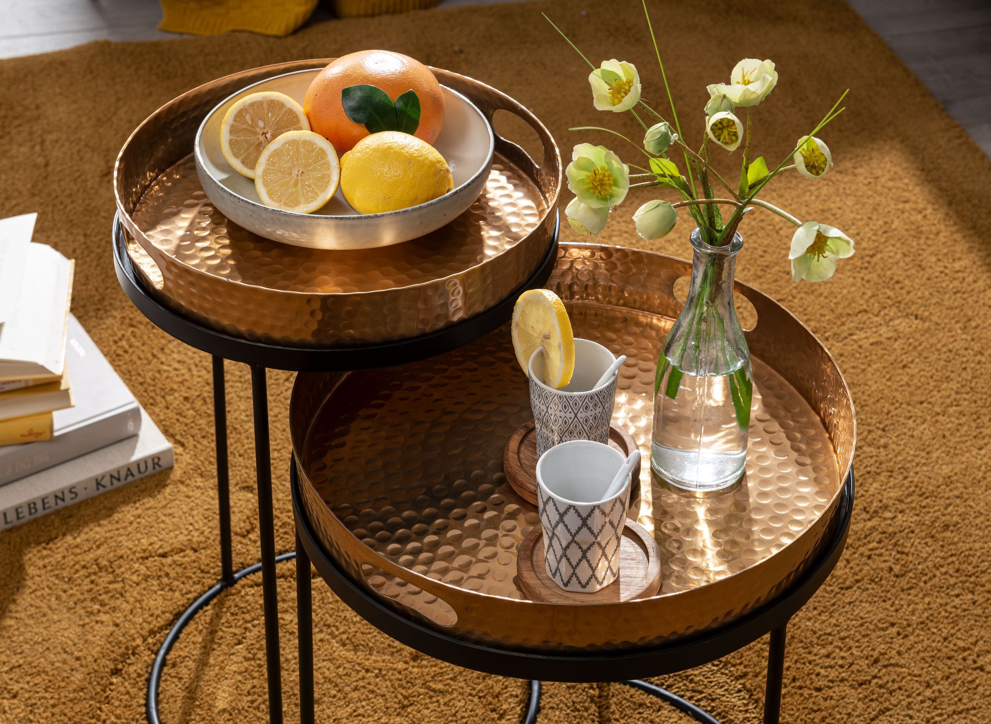 Satztisch 2er-Set Gjogur Aluminium Gold Ø 38 cm