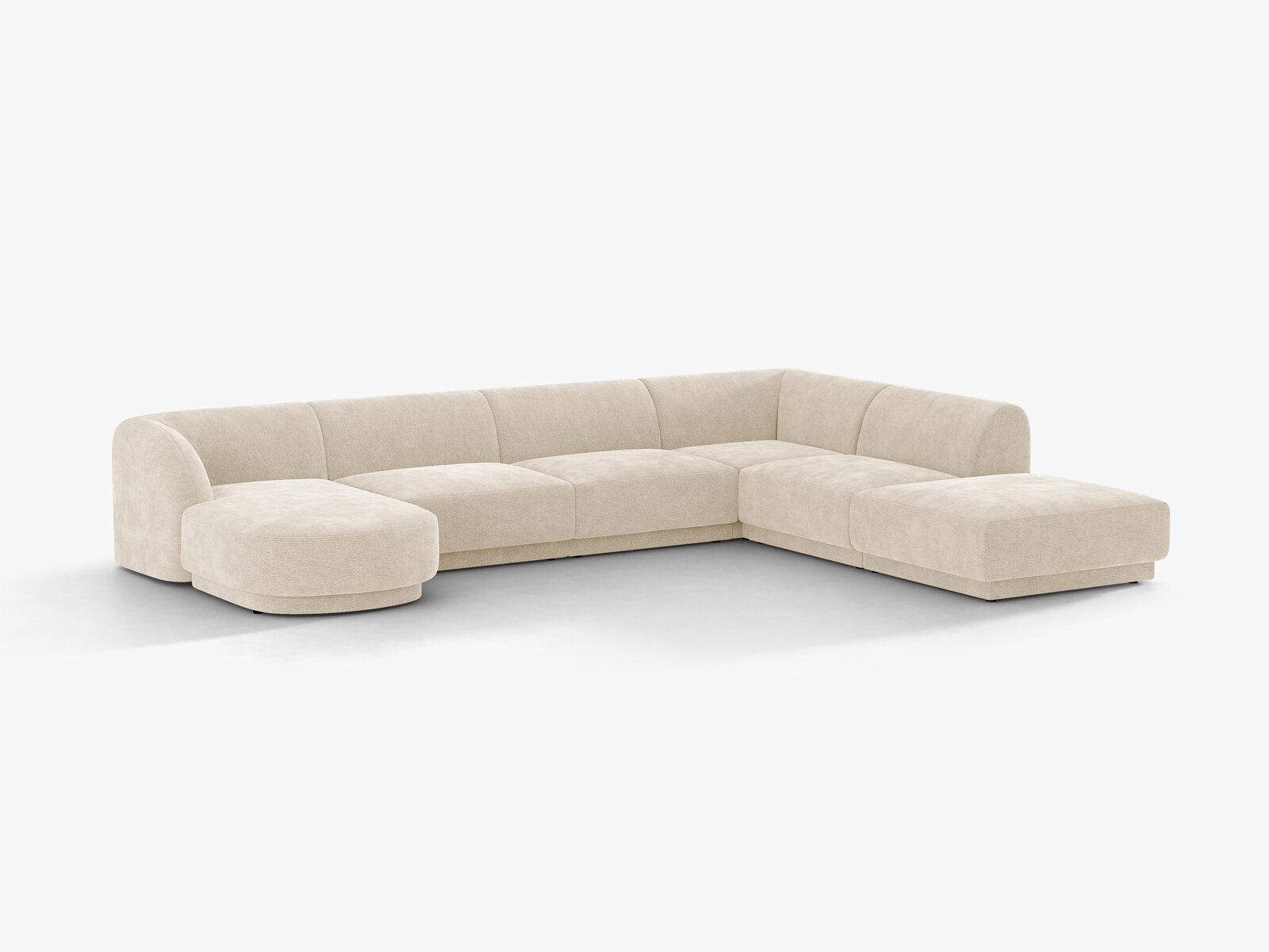 Micadoni Panorama-Ecksofa Miley 6-Sitzer Rechts Chenille Eden Elfenbein