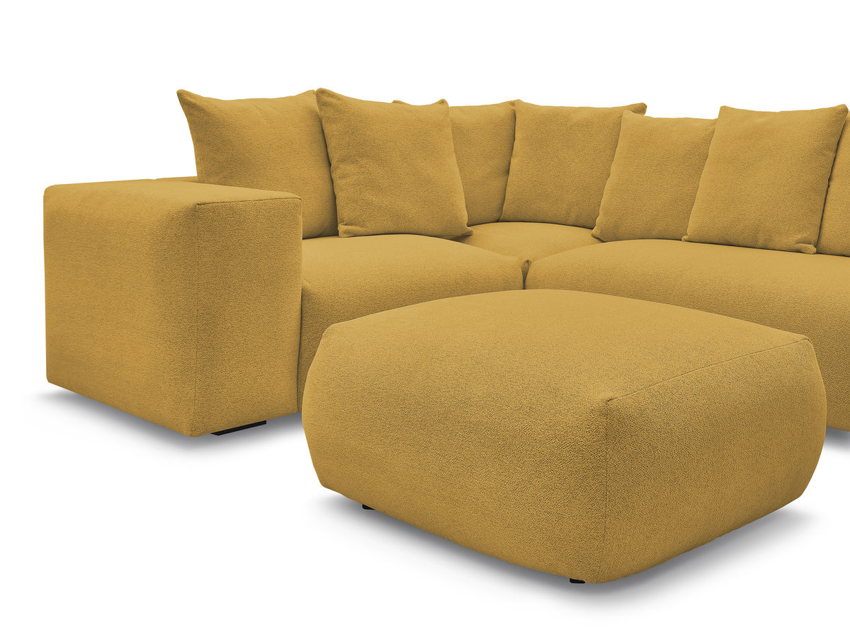 Bobochic Voltaire Ecksofa mit Pouf 268 × 214 cm Melange-Stoff Gelb Ecke links