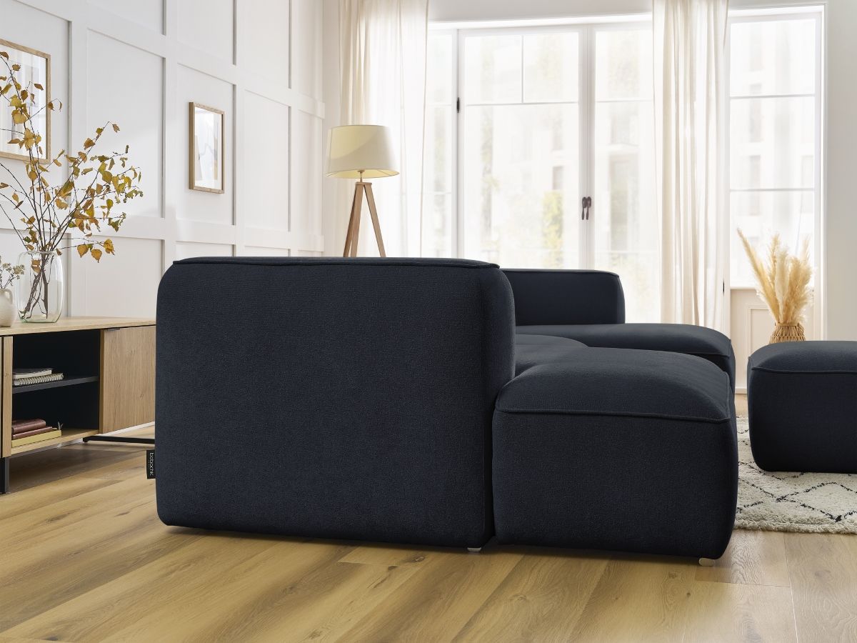 Bobochic Zephyr Wohnlandschaft mit Pouf Strukturstoff Dunkelblau