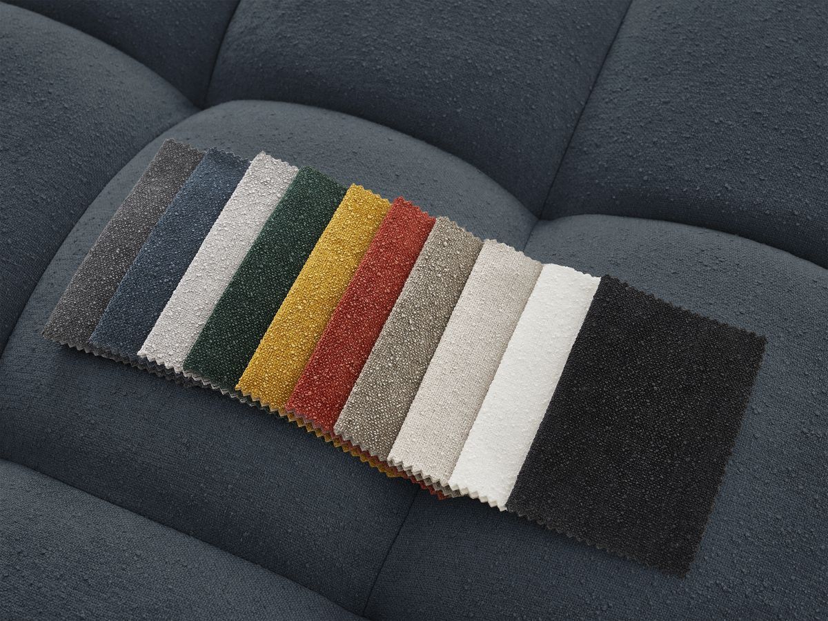 Bobochic Everest Ecksofa, 4 Kissen Strukturstoff Dunkelblau Ecke rechts
