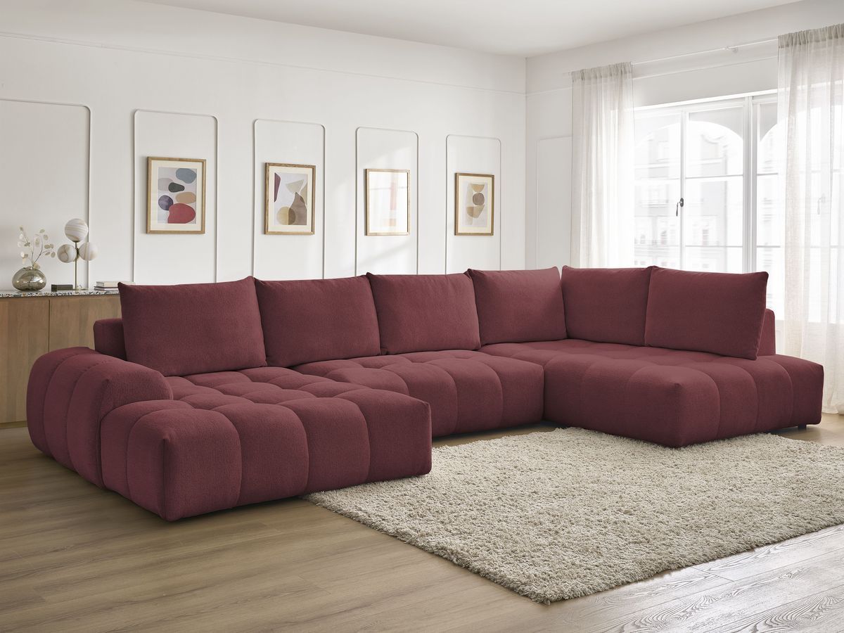 Bobochic Everest Wohnlandschaft, 6 Kissen Melange-Stoff Rot Ecke links