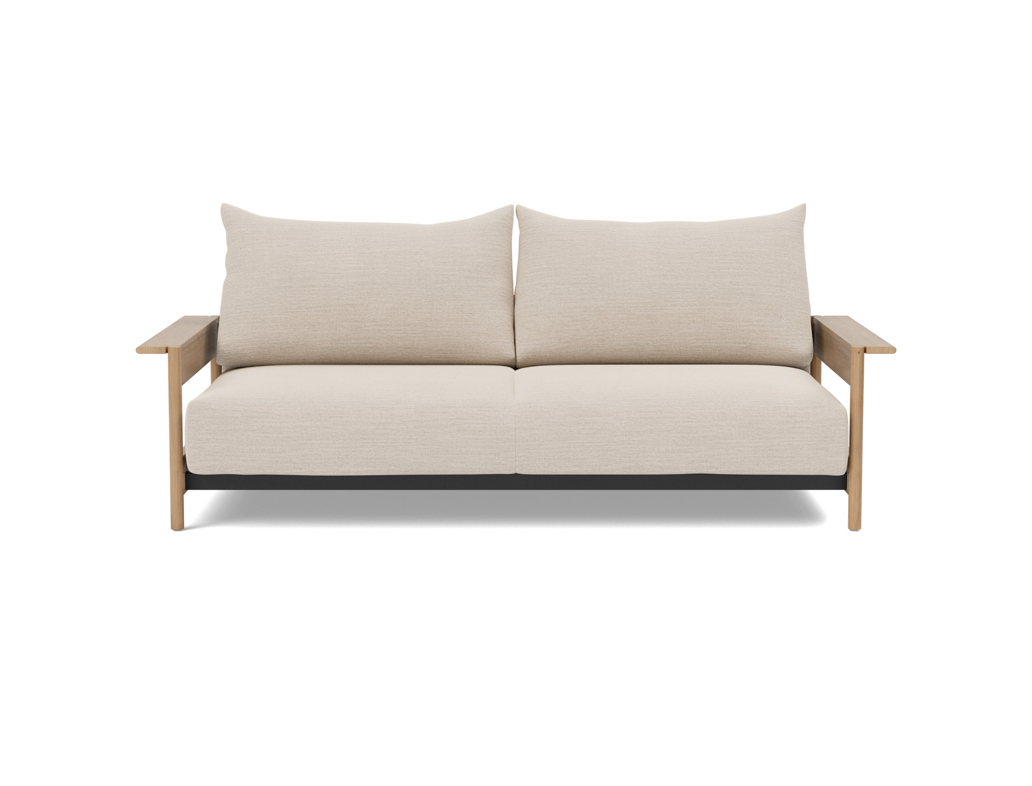 Schlafsofa Malloy Wood Webstoff Blida 612-Sand-Grey