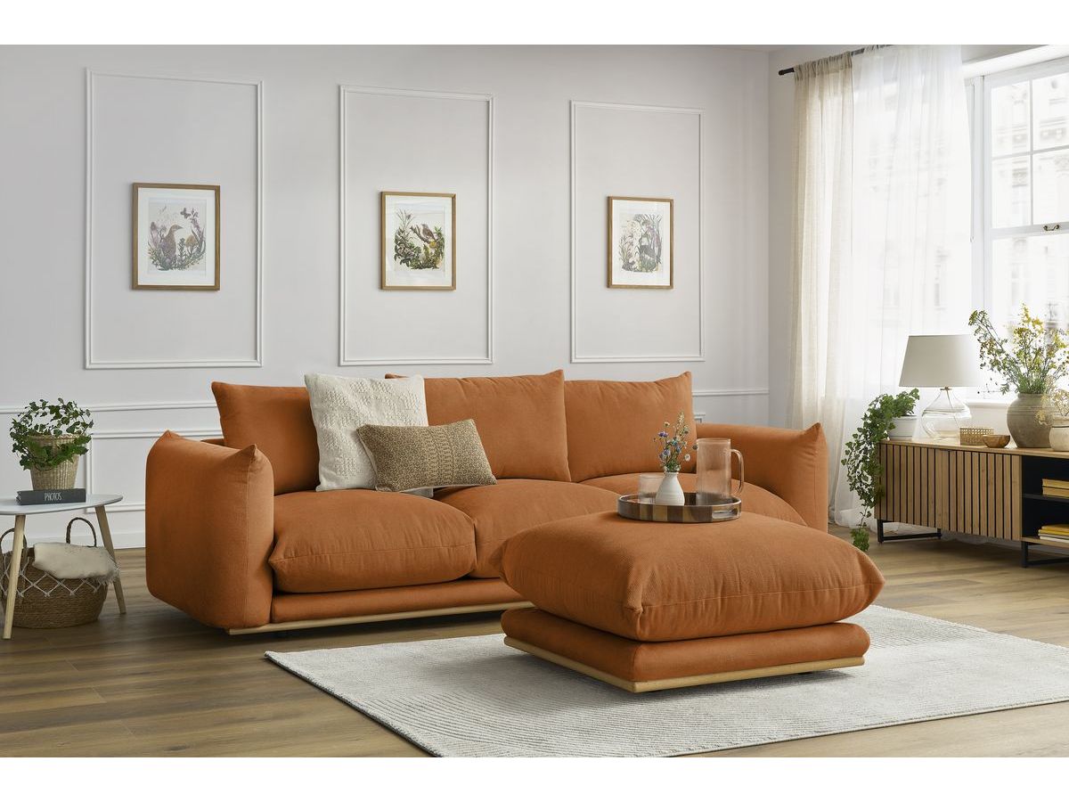 Bobochic Ernest Sofa 4-Sitzer mit Pouf Stoff Orange