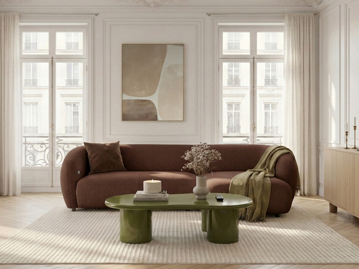 Bobochic Halo Ecksofa mit Schlaffunktion Stoff Braun Ecke rechts
