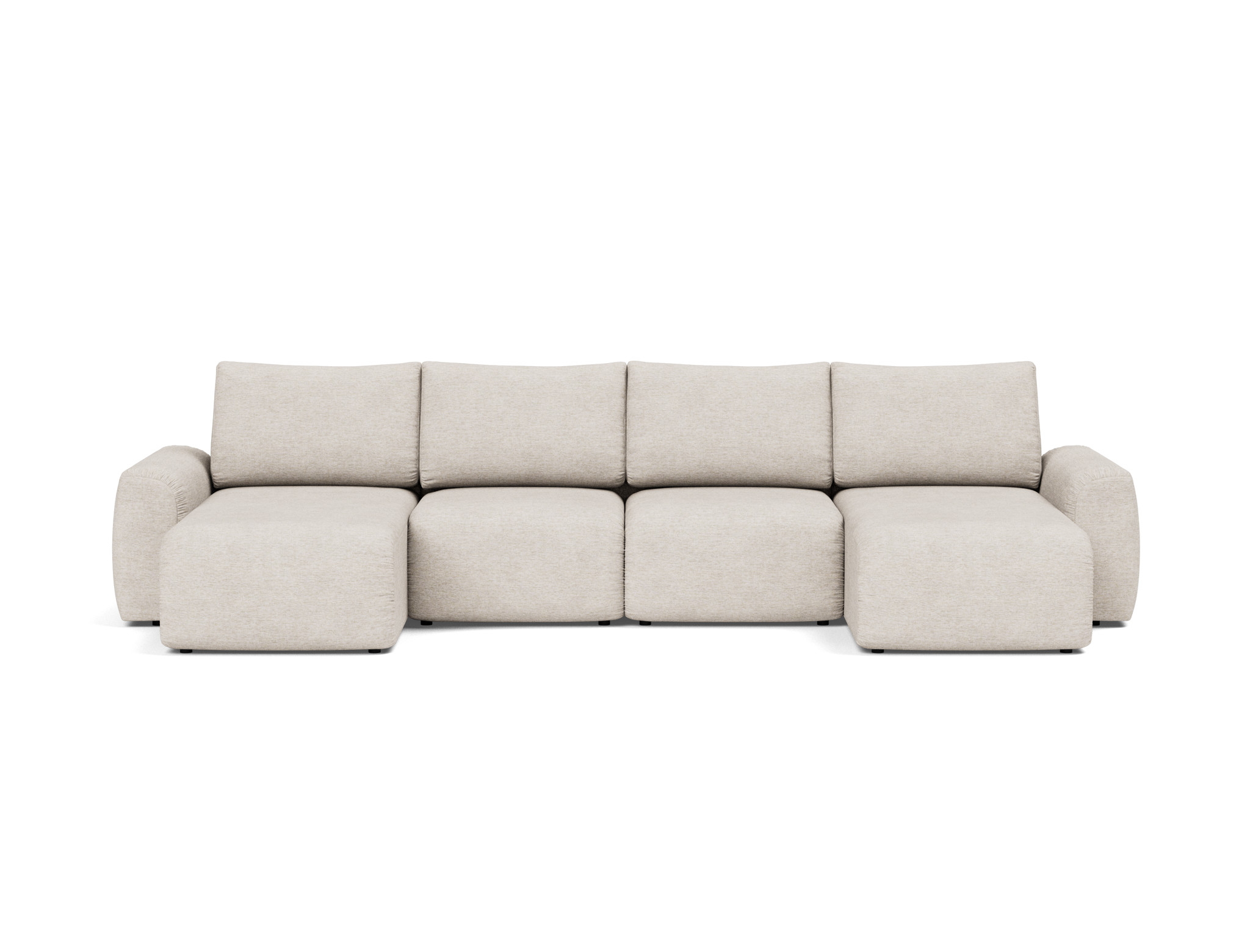Schlafsofa Norum U-Form mit Chunky-Armlehnen Chenille Yuveno 470-Natural