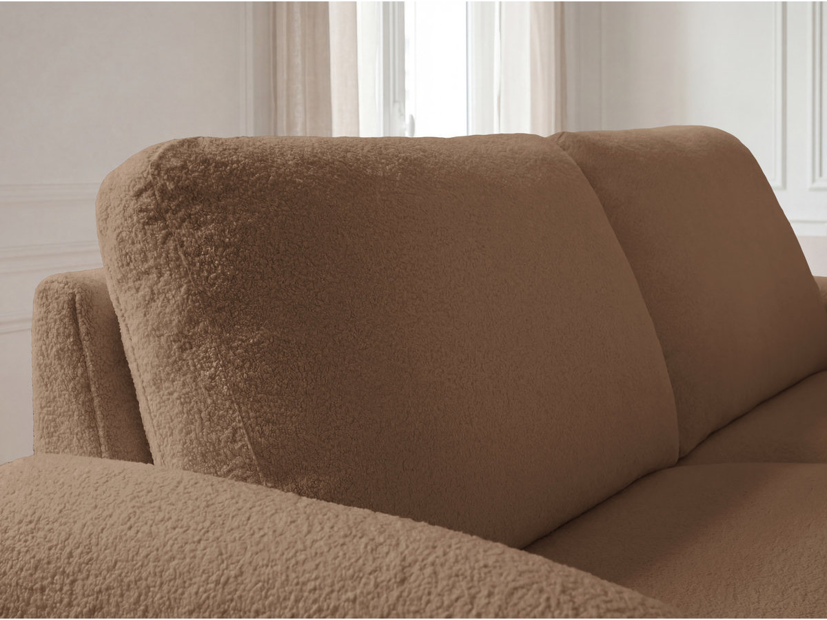 Bobochic Kenan Schlafsofa 3-Sitzer Bouclé-Stoff Braun, Liegefläche 140 × 196 cm