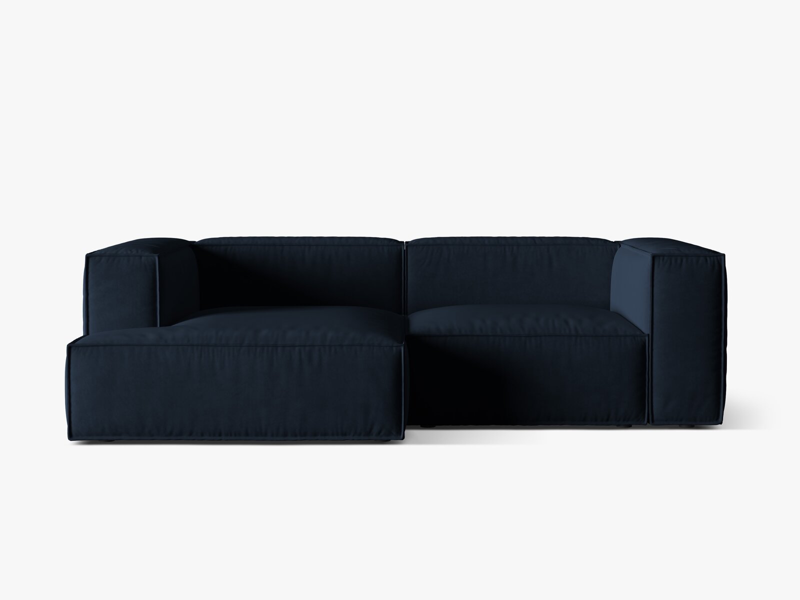 Micadoni Ecksofa Nuria 3-Sitzer Links Samt Dunkelblau