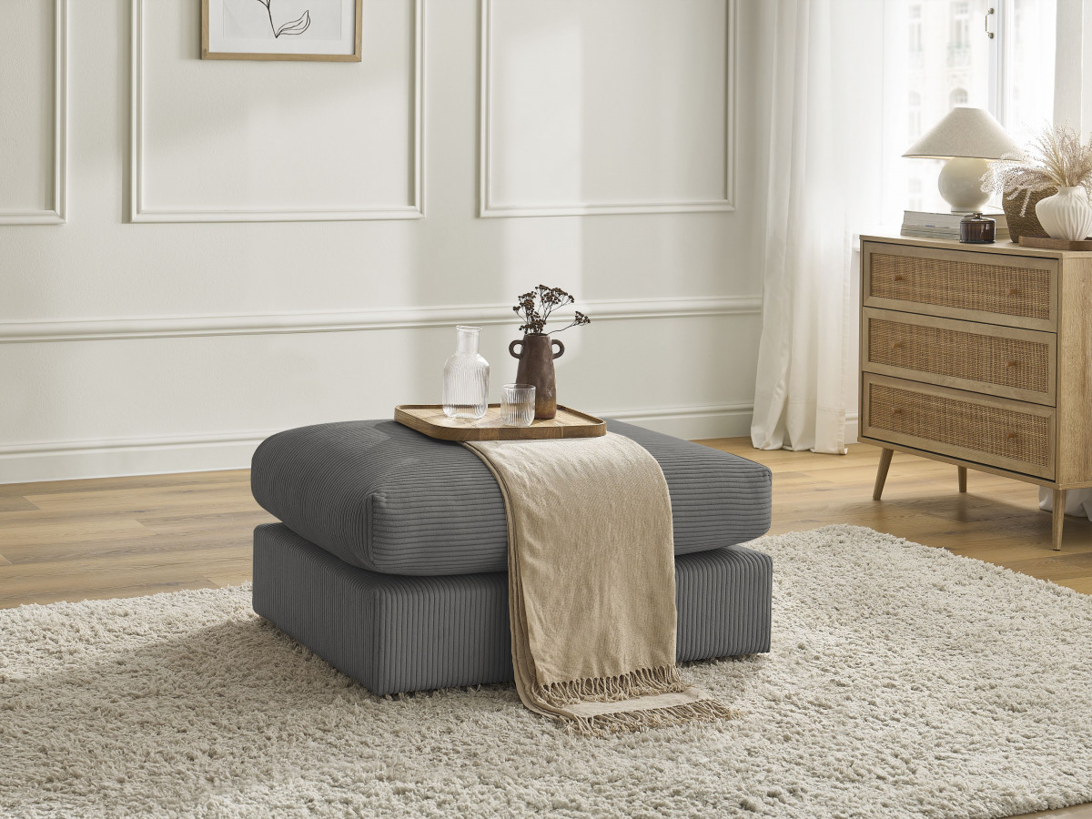 Bobochic Paris Pouf Cordsamt Dunkelgrau