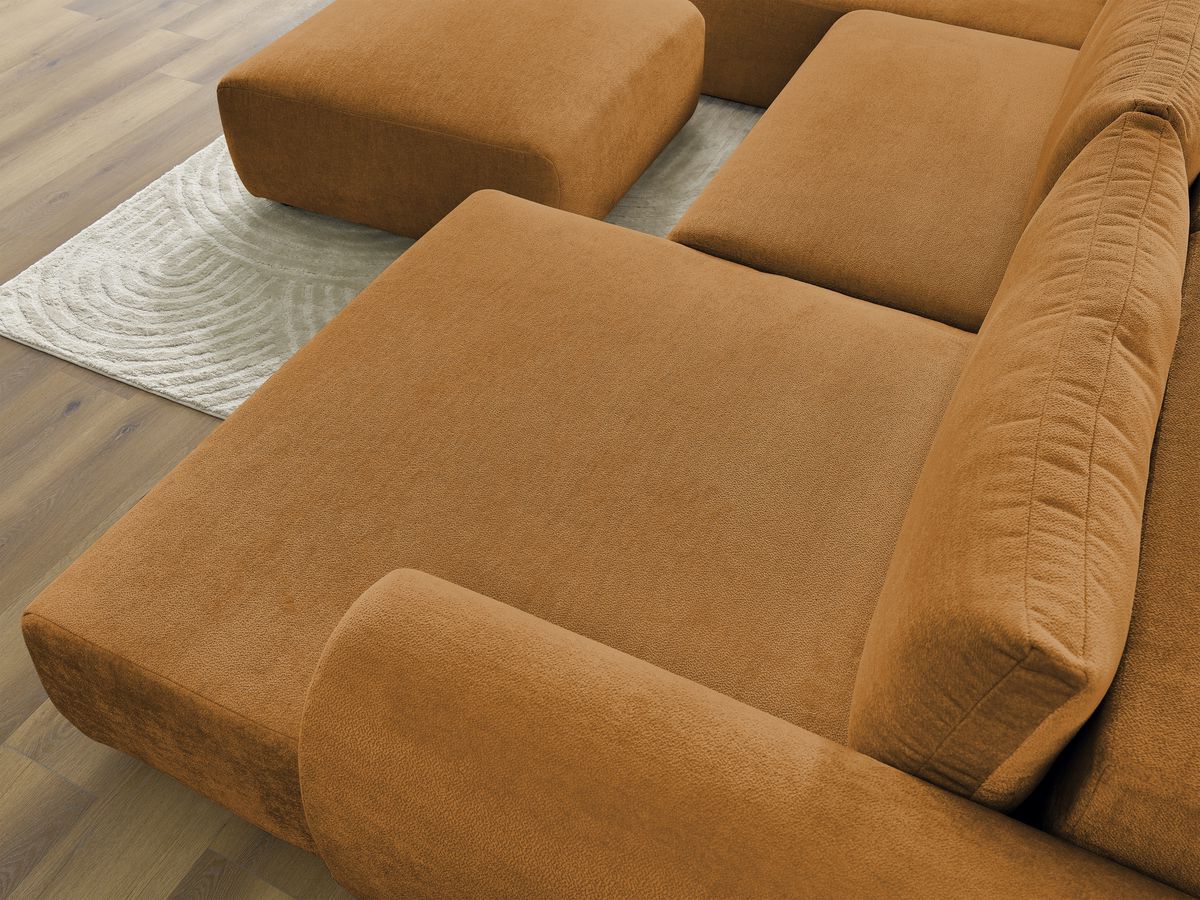 Bobochic Lucien Wohnlandschaft mit Pouf Stoff Gelb Ecke rechts