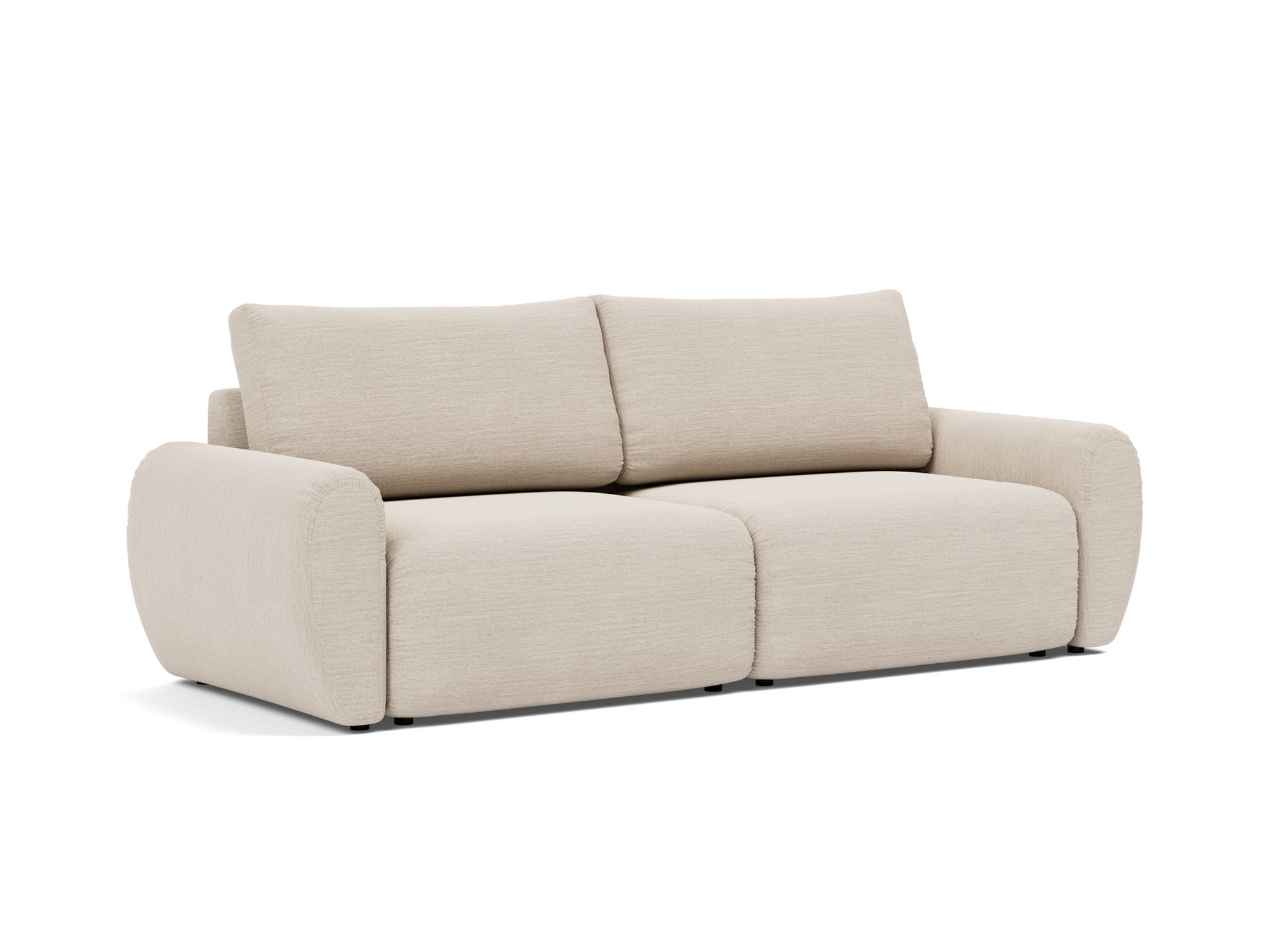 Schlafsofa Norum mit Curve-Armlehnen Webstoff Blida 612-Sand-Grey