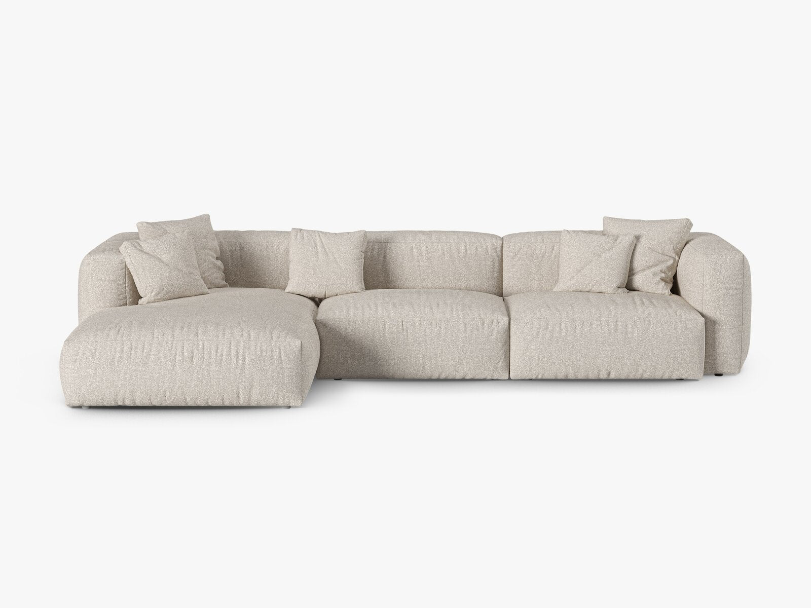 Micadoni Ecksofa Martina 3-Sitzer 90cm Sitztiefe Links Boucle Monet Beige