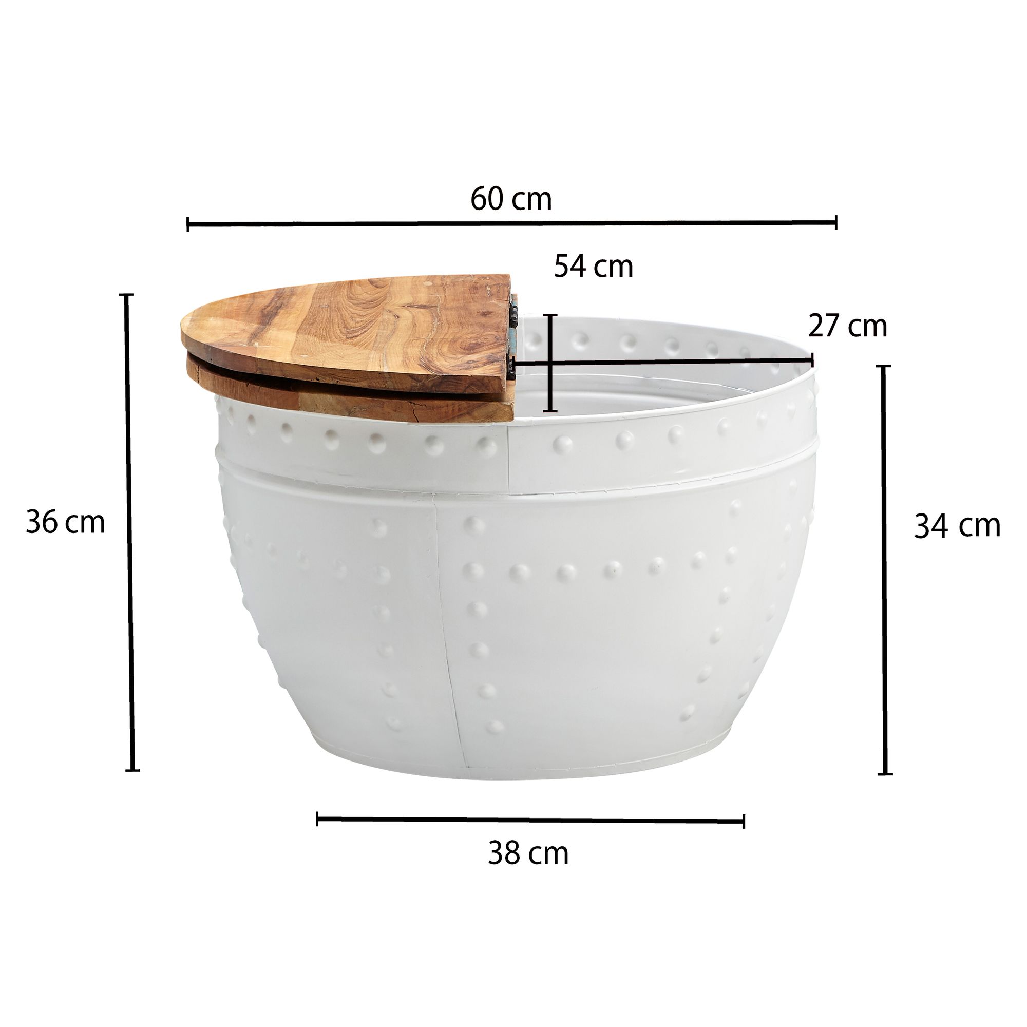 Couchtisch Asker Massivholz Weiß Ø 60 × H 36 cm