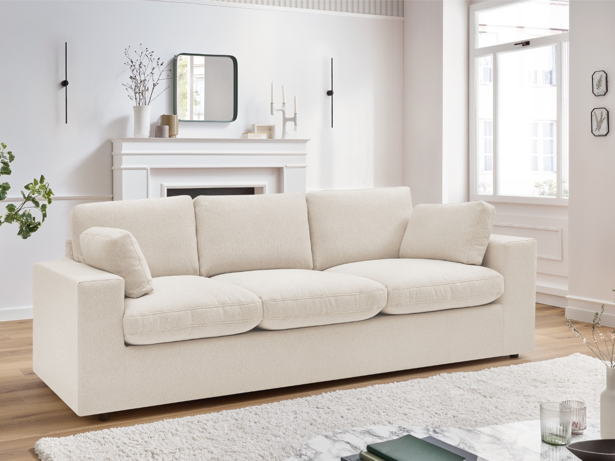 Bobochic Belair Sofa 3-Sitzer 220 × 93 cm Stoff Beige