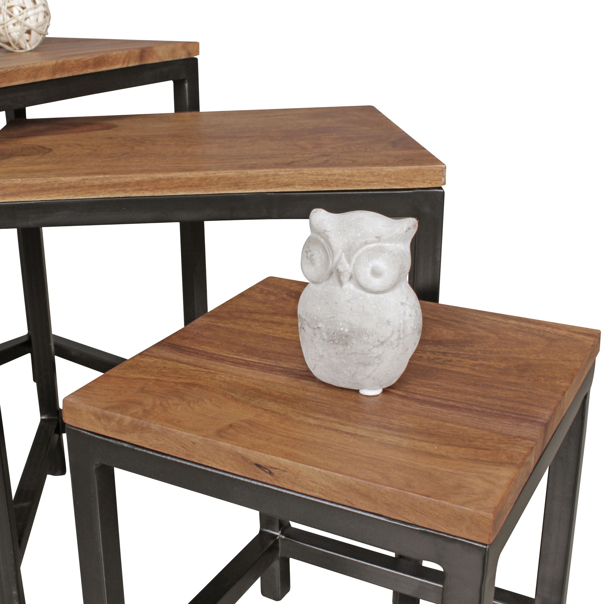 Satztisch 3er-Set Alden Massivholz Dunkelbraun 45 × 30 × 45 cm