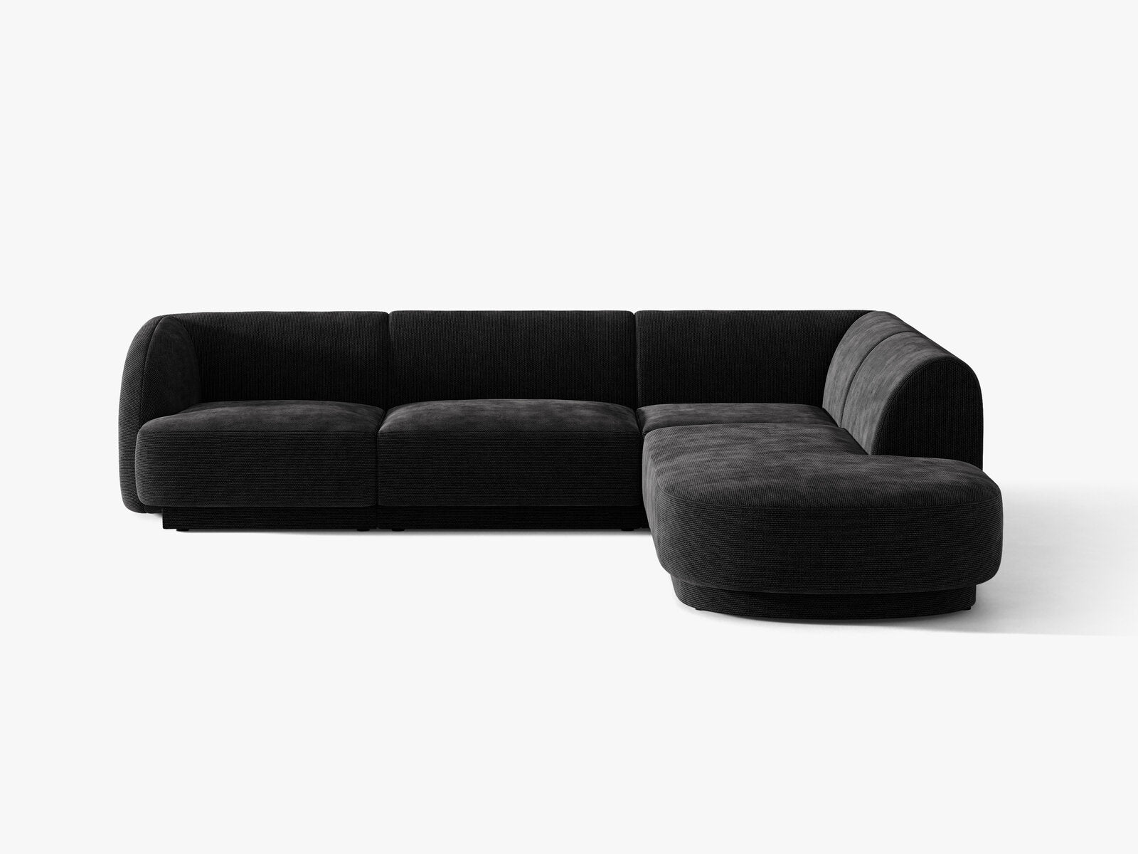 Micadoni Ecksofa Miley 6-Sitzer Rechts Chenille Haga Schwarz