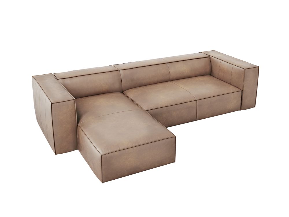 Cosmopolitan Design Ecksofa Turin 5-Sitzer Leder Granada Dunkelbeige Links
