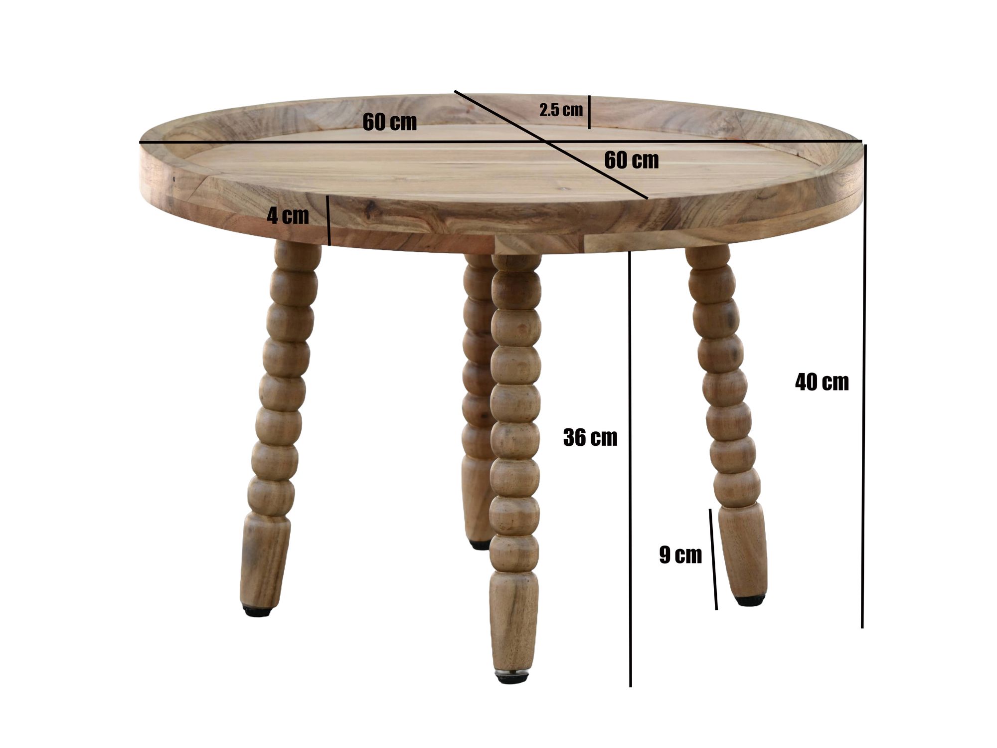 Couchtisch Vaksdal Massivholz Akazie Höhe 40 cm