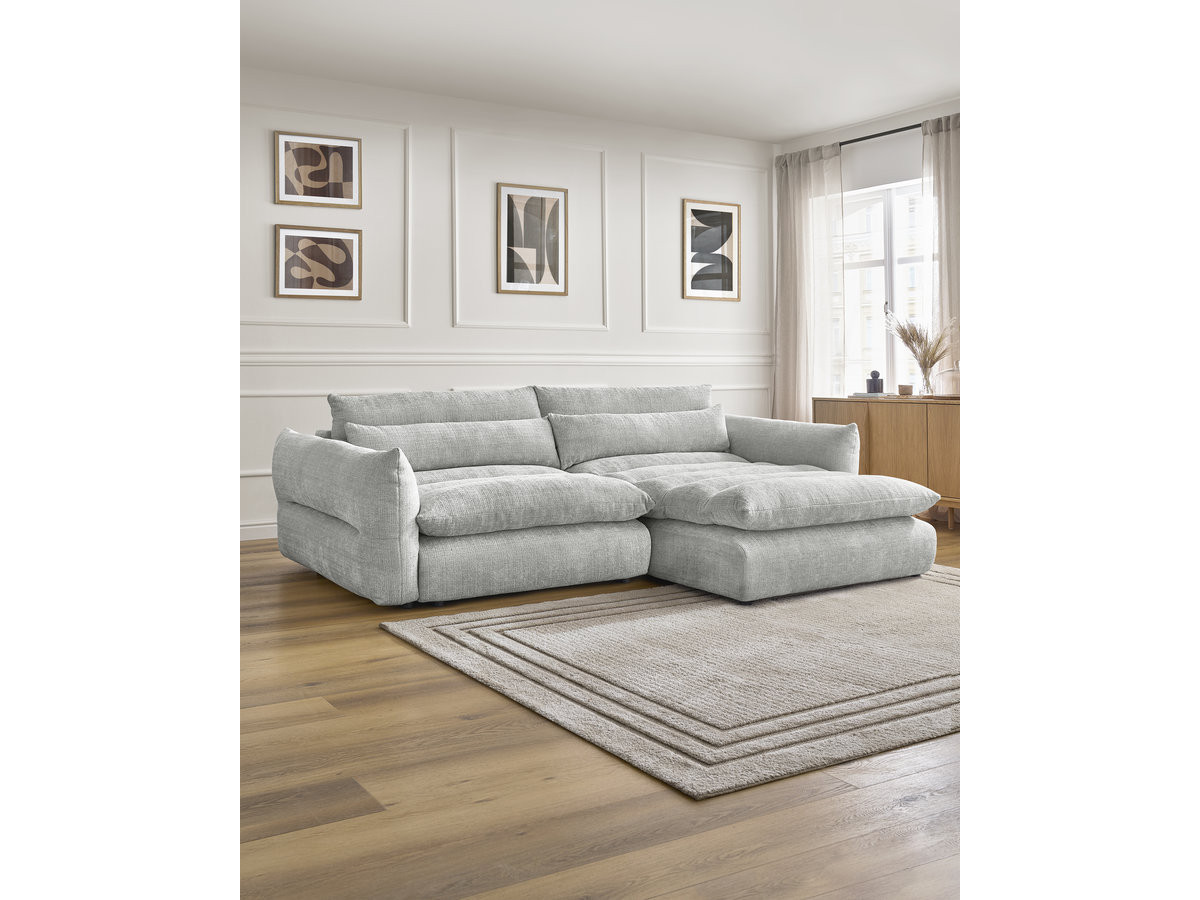 Bobochic Neil Ecksofa Strukturstoff Hellgrau Ecke rechts