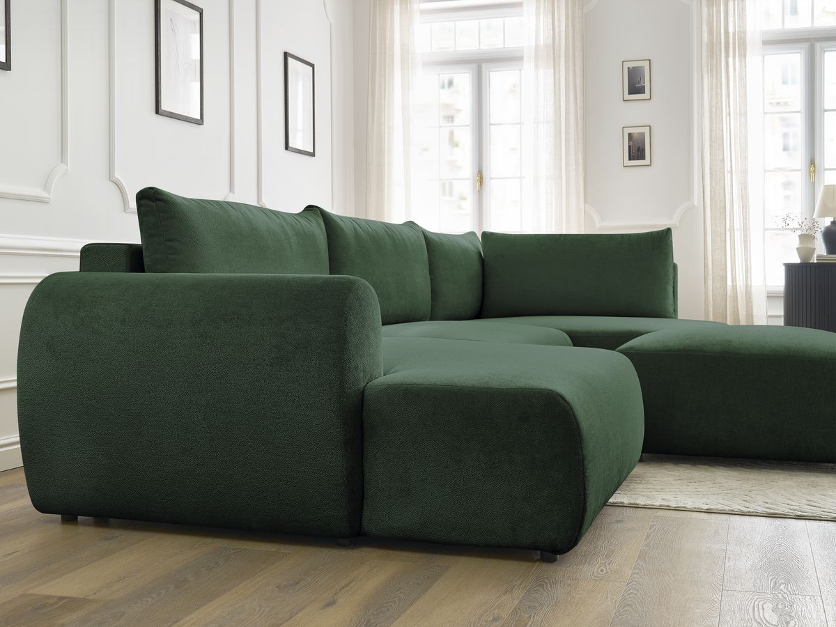 Bobochic Lucien Wohnlandschaft mit Pouf Stoff Grün Ecke links