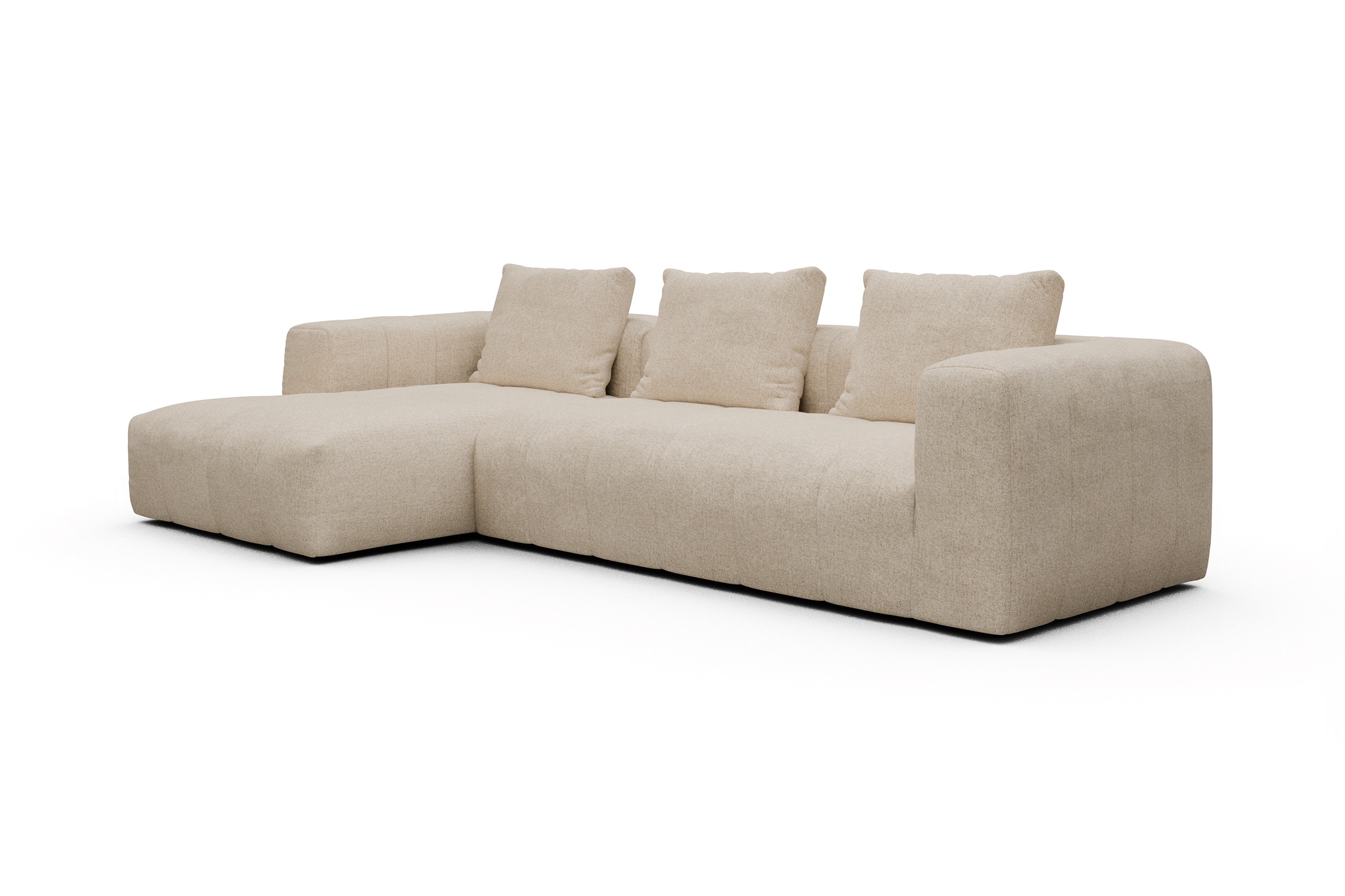 Ecksofa Hugo 2,5-Sitzer Armlehne rechts mit Chaiselongue Casone-Natural-Beige
