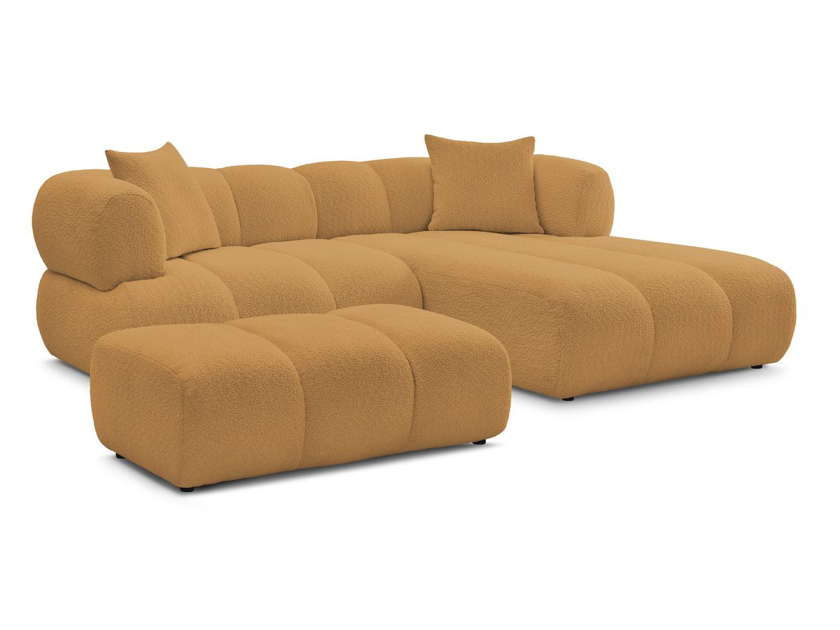 Bobochic Pamira Ecksofa mit Pouf Bouclé-Stoff Gelb Ecke rechts