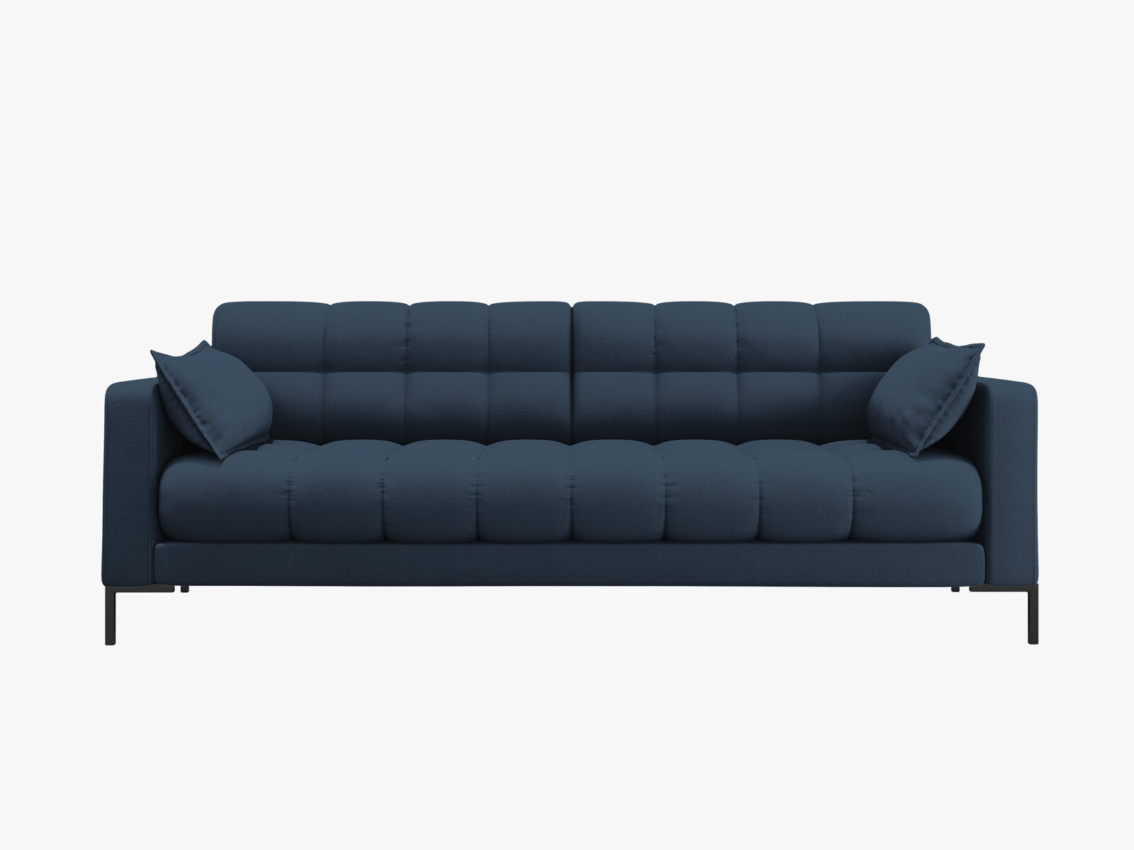 Micadoni Sofa Mamaia 4-Sitzer Strukturierter Stoff Neve Blau schwarze Beine