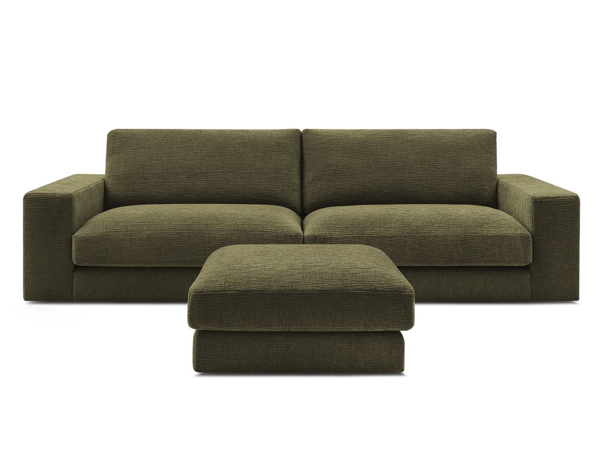 Bobochic Leonard Sofa 4-Sitzer mit Pouf 274 × 109 cm Strukturstoff Grün
