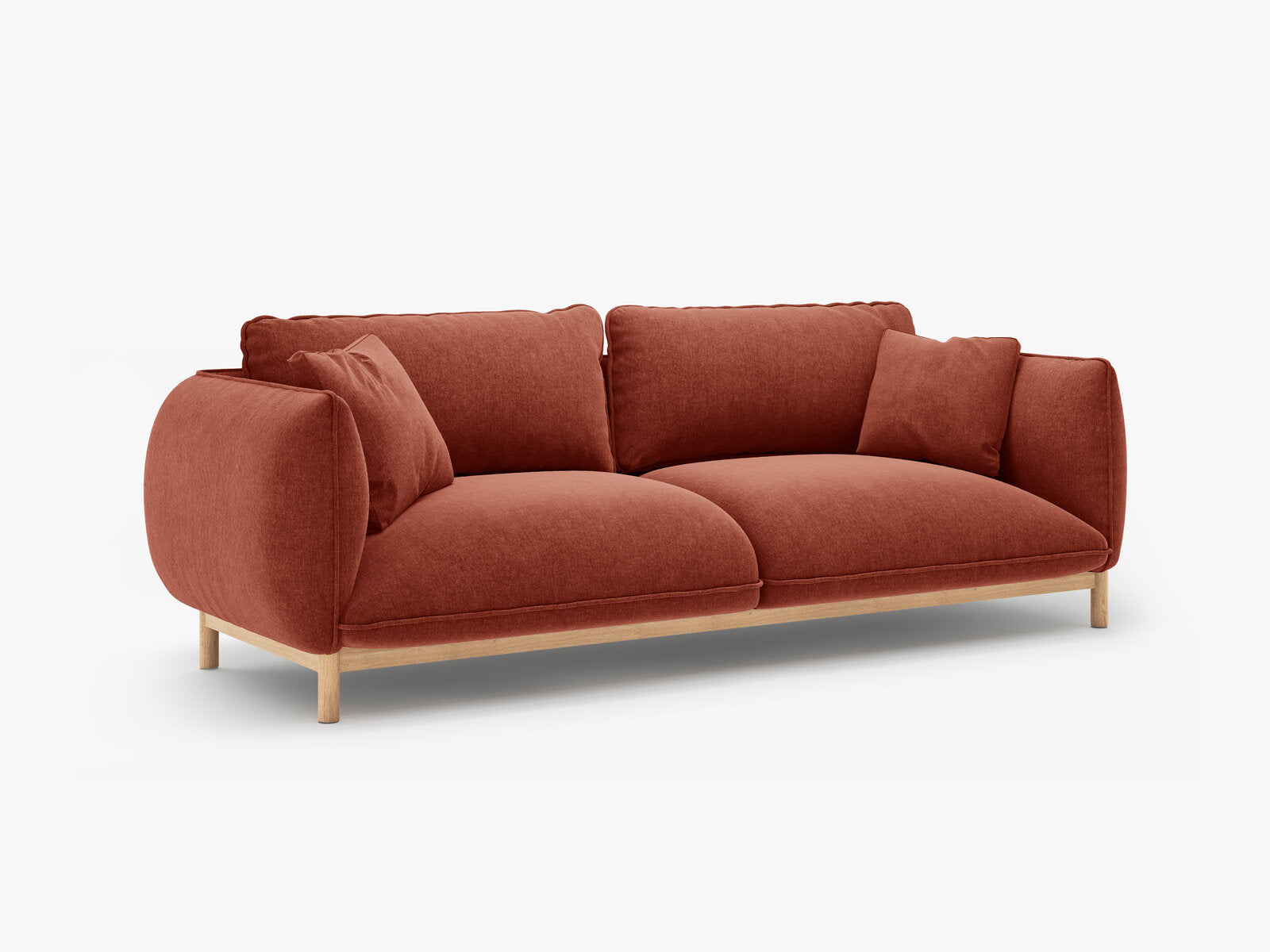 Micadoni Ada Sofa 3-Sitzer Strukturierter Stoff Wind Kastanienbraun