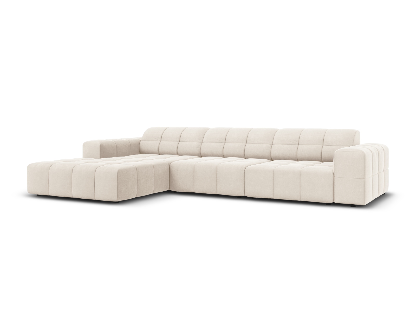 Cosmopolitan Design Ecksofa Chicago 4-Sitzer Samt Bluvel Helles Beige Links
