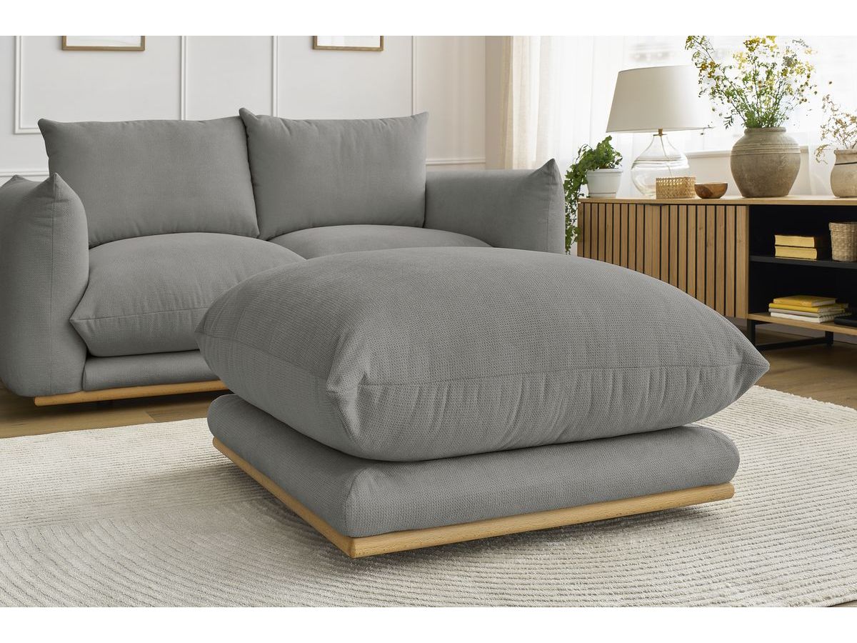 Bobochic Ernest Sofa 3-Sitzer mit Pouf 193 × 106 cm Stoff Dunkelgrau