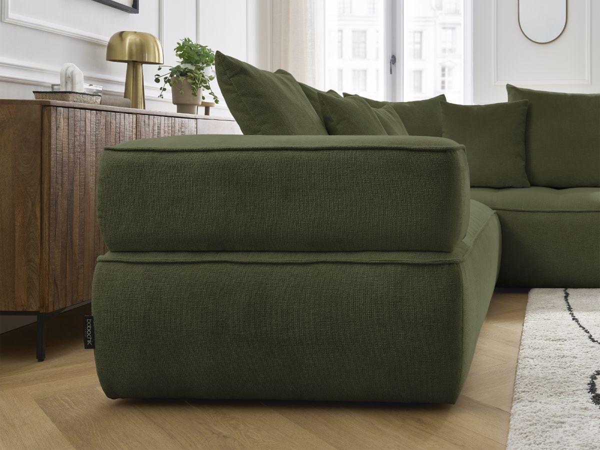 Bobochic Whesley Ecksofa Stoff Dunkelgrün Ecke rechts