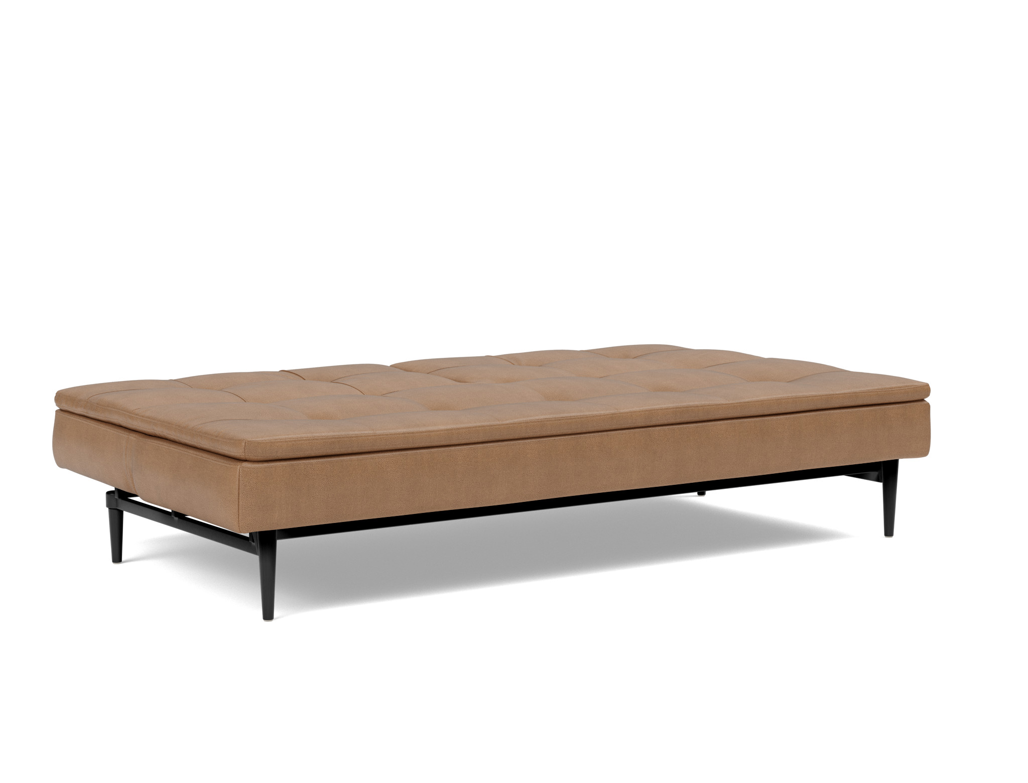 Schlafsofa Dublexo Lederoptik Faunal 551-Brown Beine Styletto Eiche schwarz
