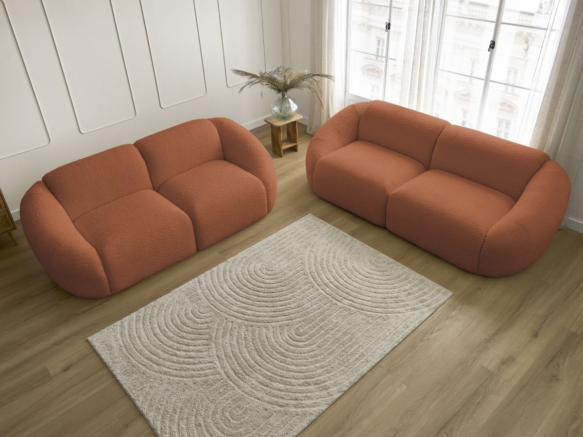 Bobochic Tina Sofa 5-Sitzer Bouclé-Stoff Orange