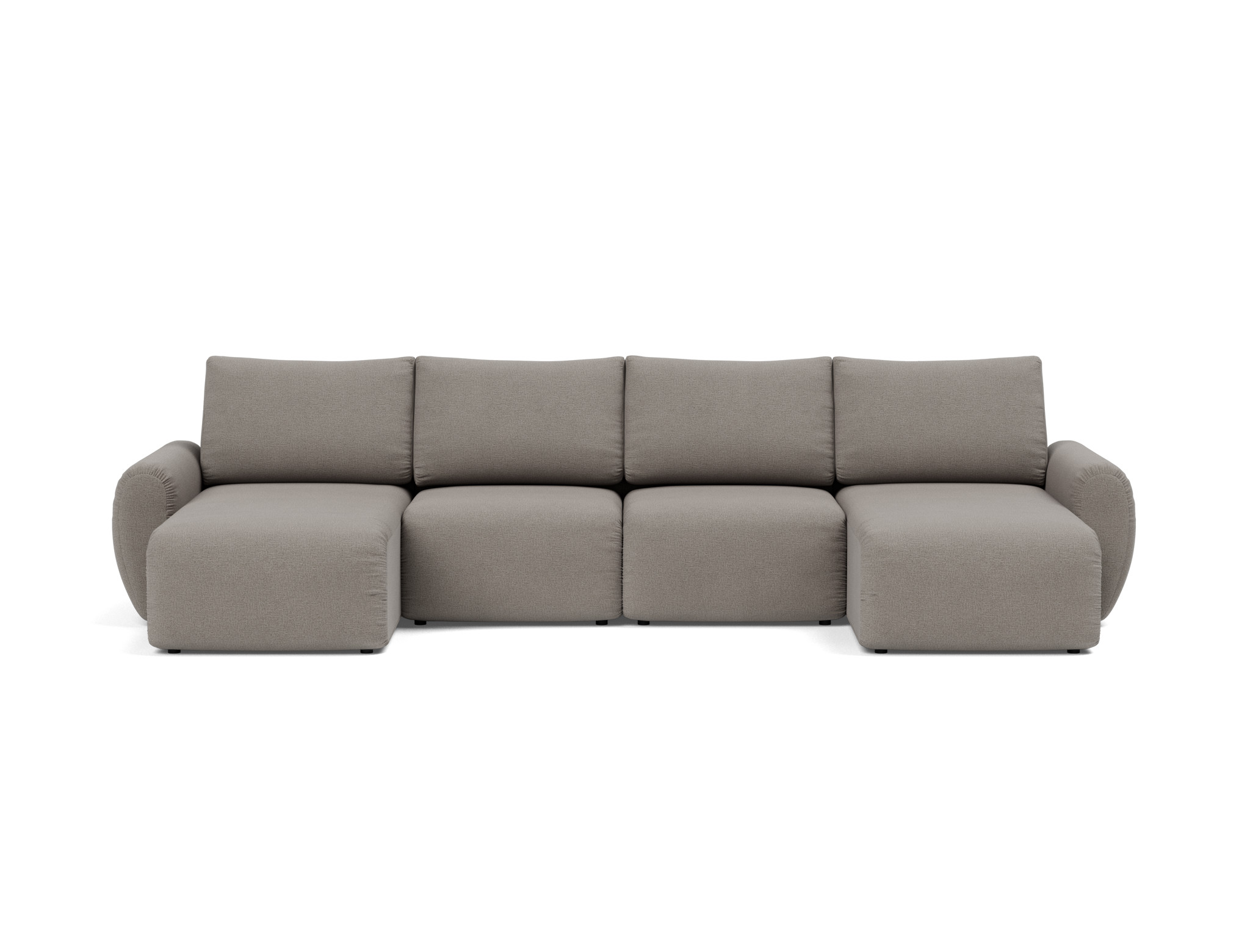 Schlafsofa Norum U-Form mit Curve-Armlehnen Flachgewebe Mixed Dance 521-Grey
