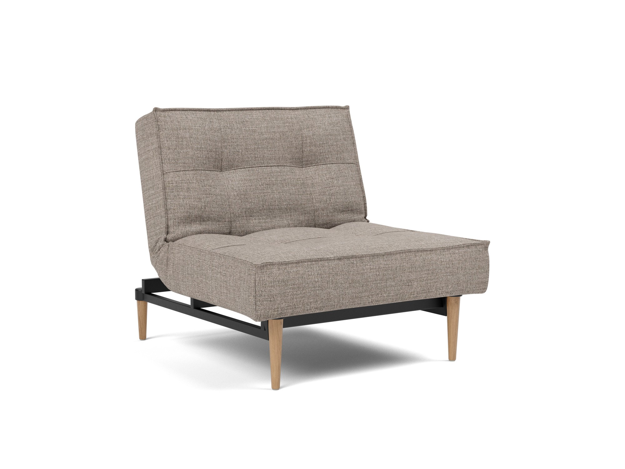 Sessel Splitback Chenille Yuveno 472-Warm-Grey Beine Styletto Eiche hell